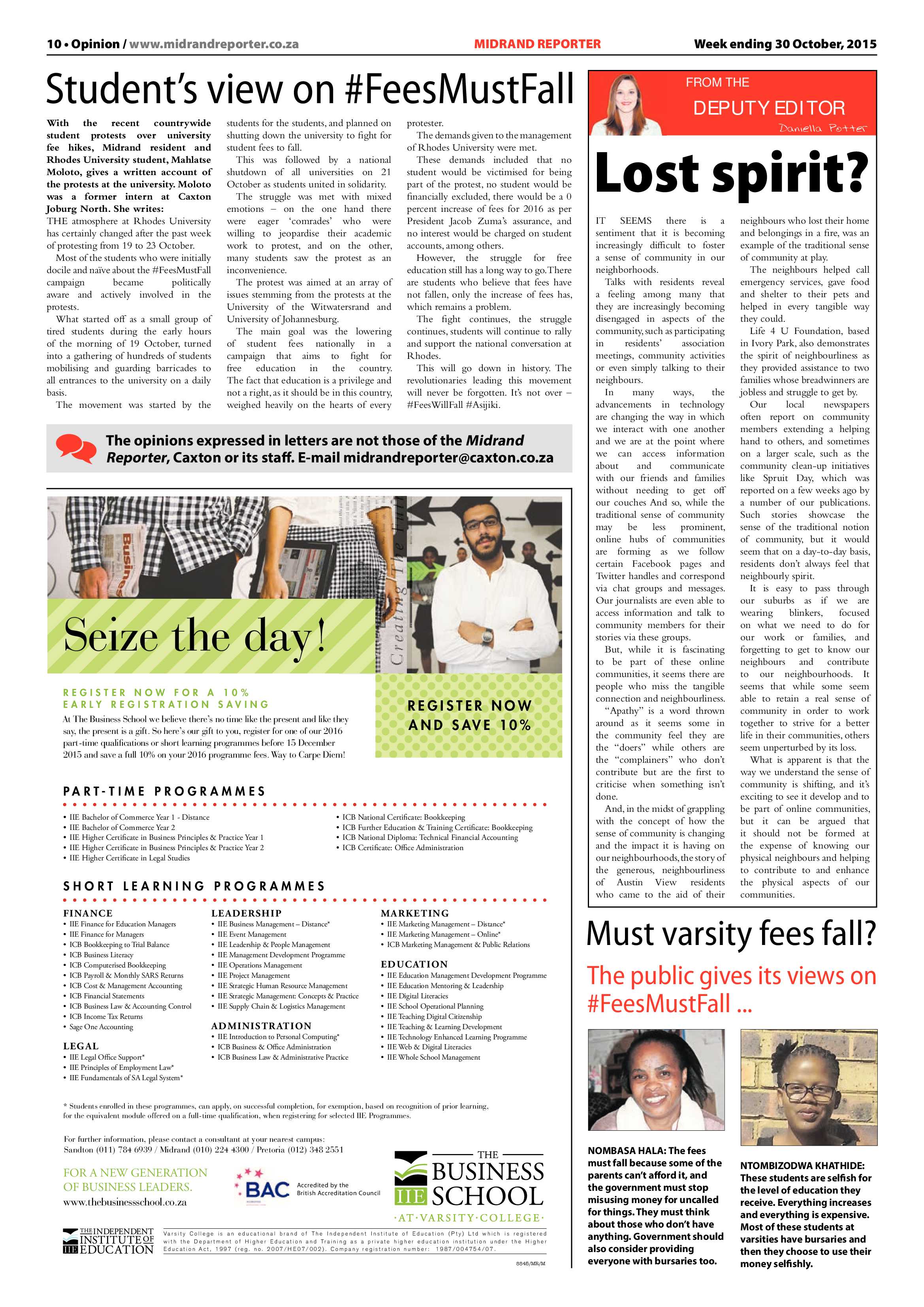 Midrand Reporter 30 October 2015 page 10