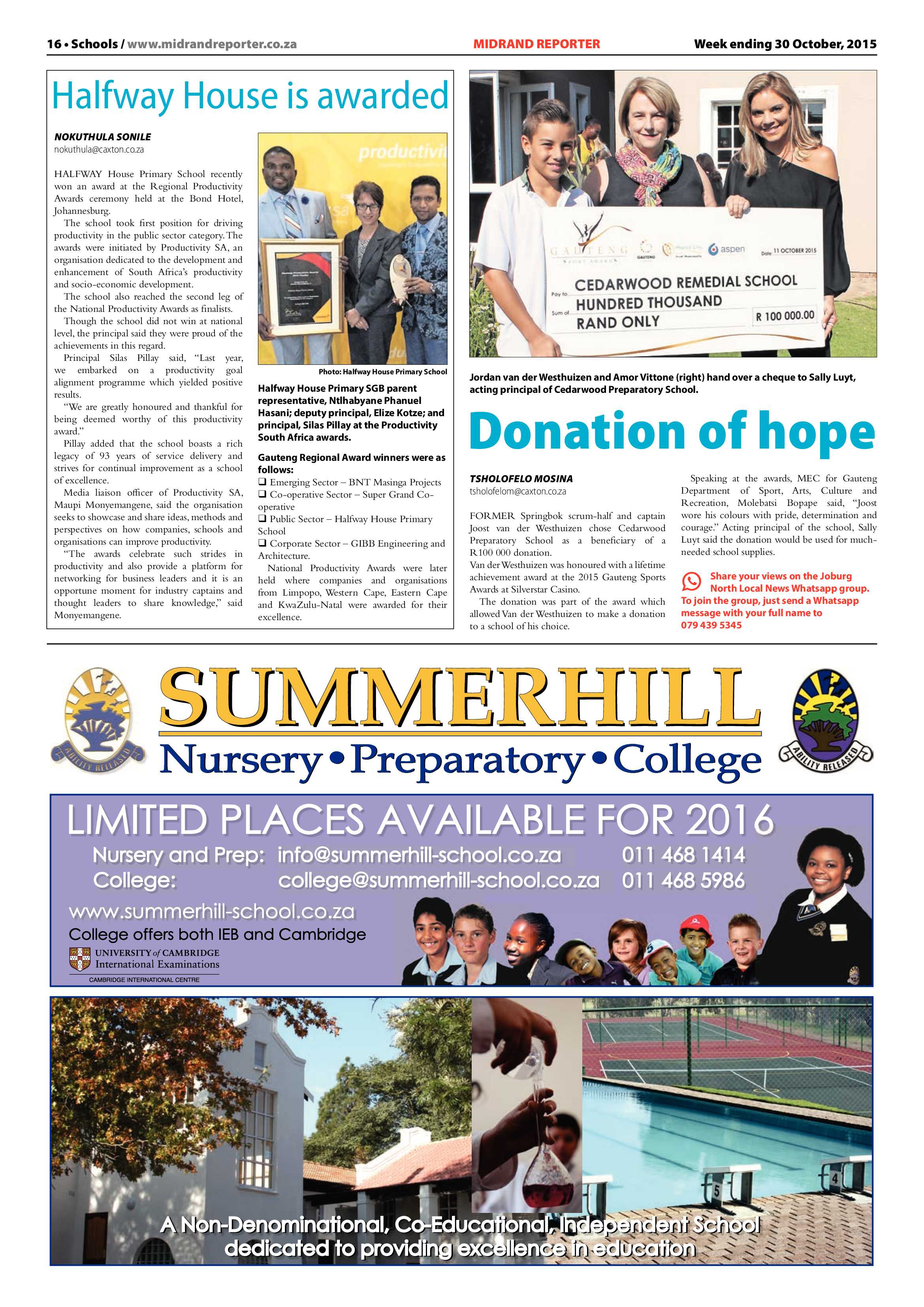 Midrand Reporter 30 October 2015 page 16