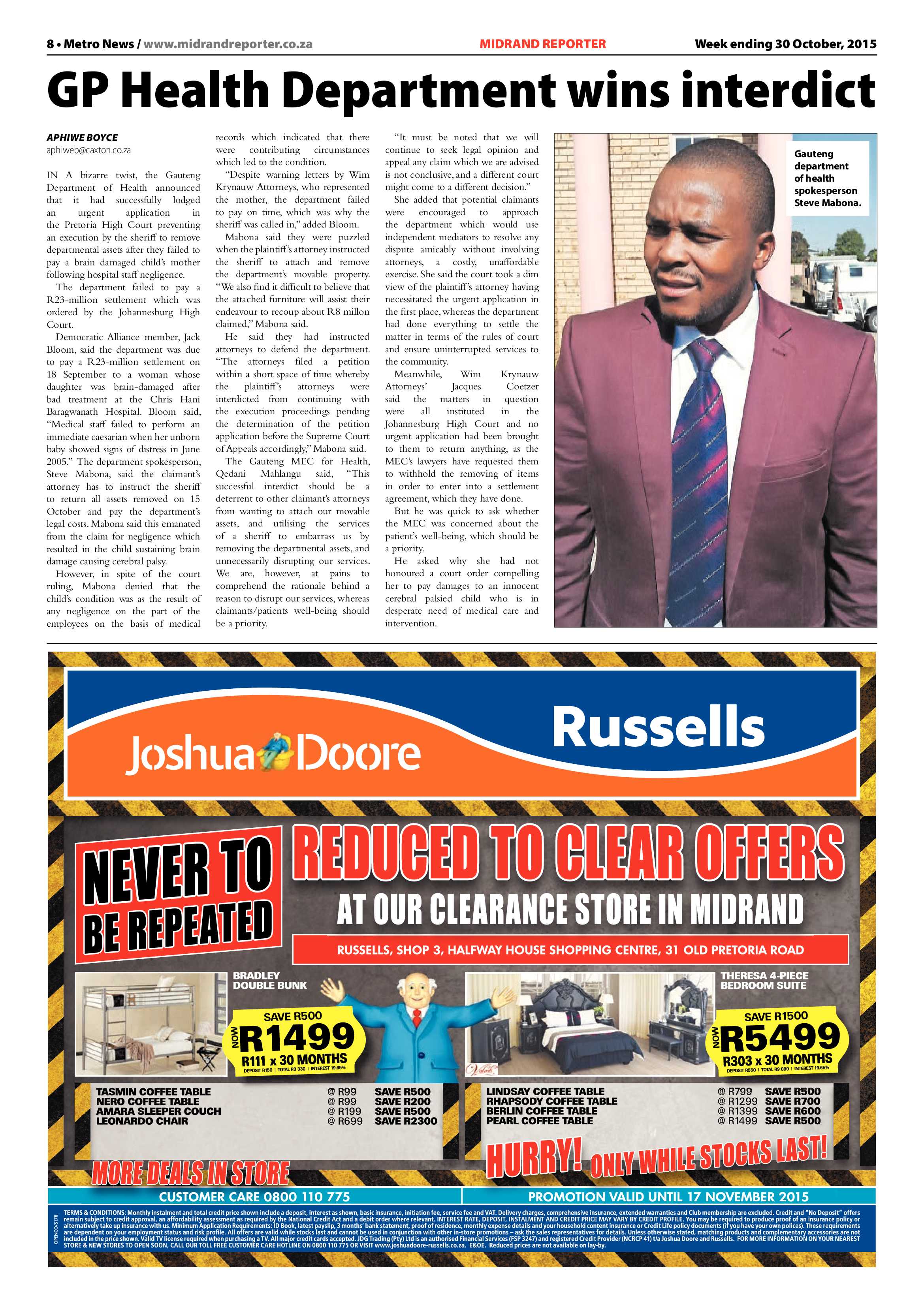Midrand Reporter 30 October 2015 page 8