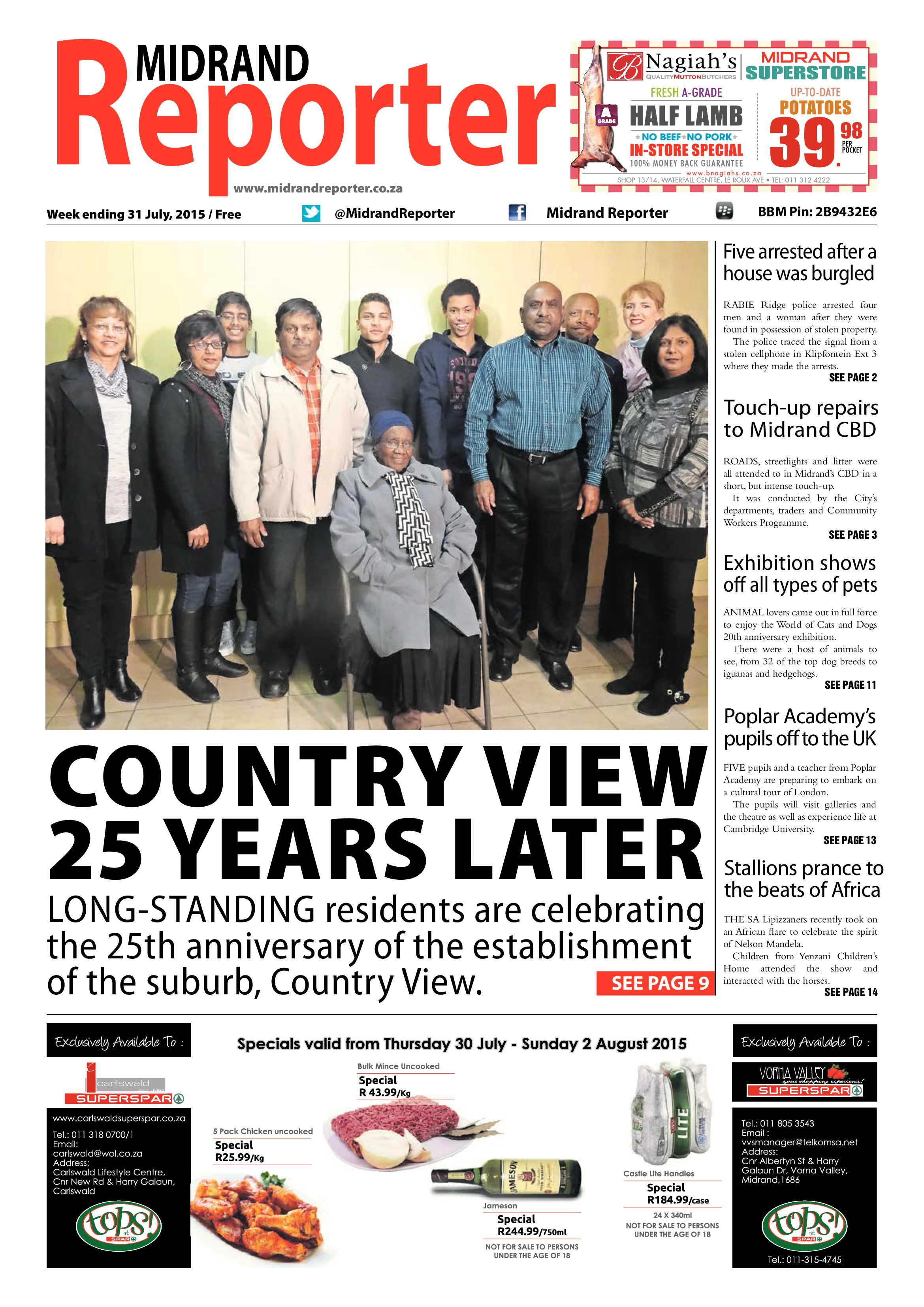 Midrand Reporter 31 July 2015 page 1