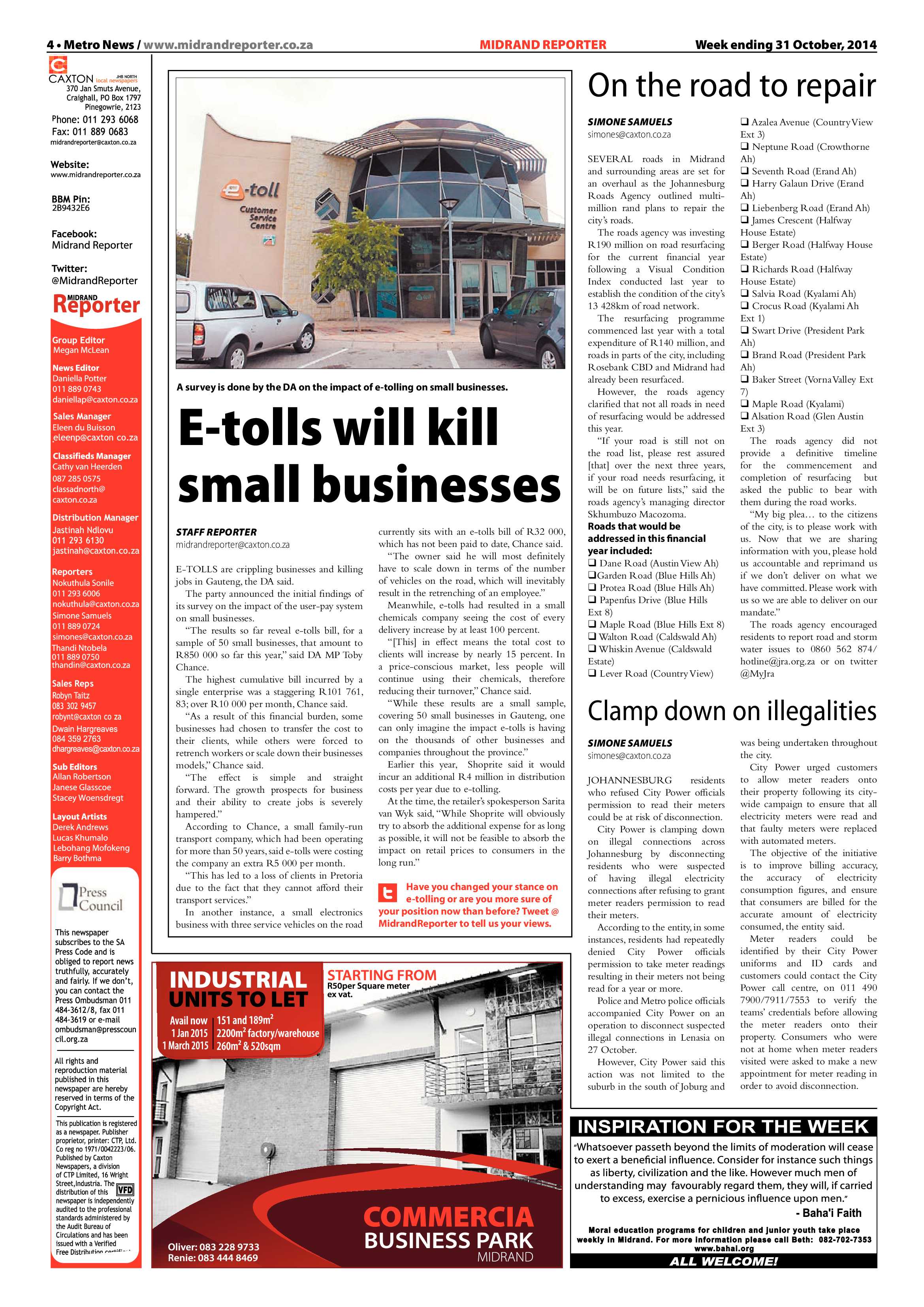 Midrand Reporter 31 October 2014 page 4