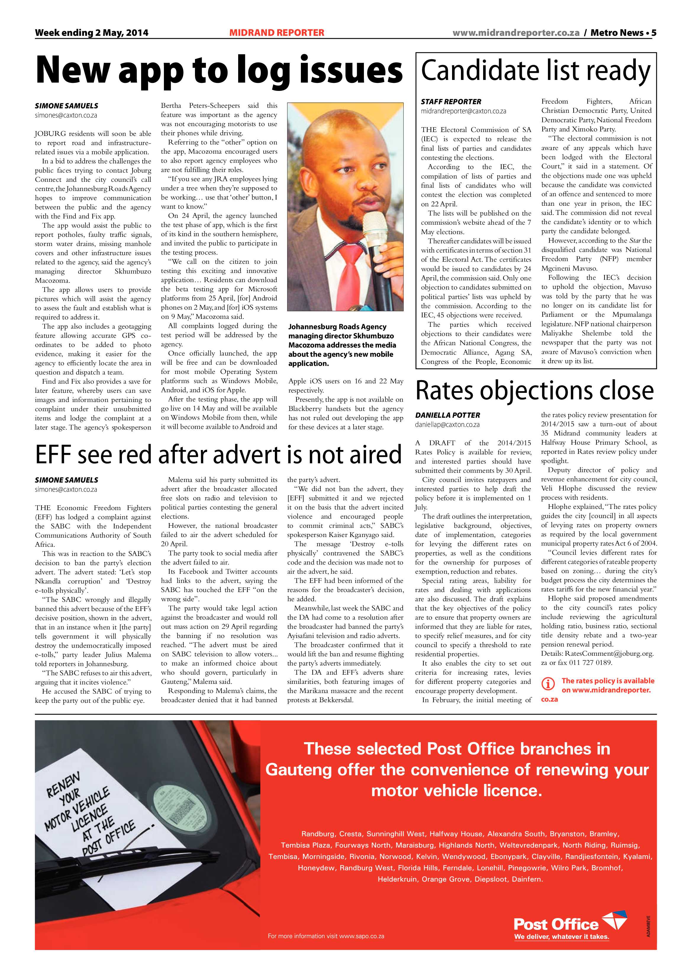 Midrand Reporter, 02 May 2014 page 5