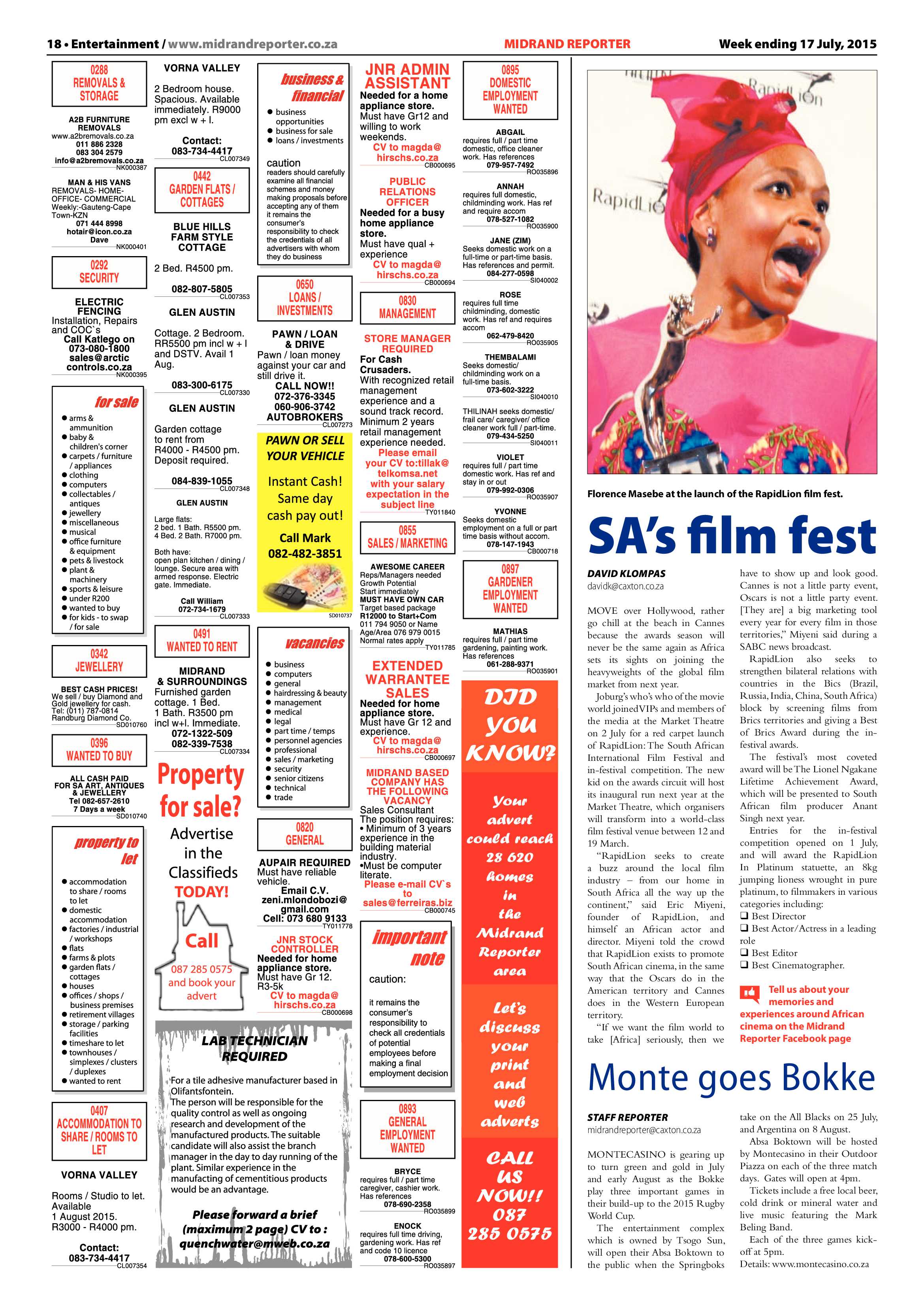 Midrand Reporter, 17 July 2015 page 18