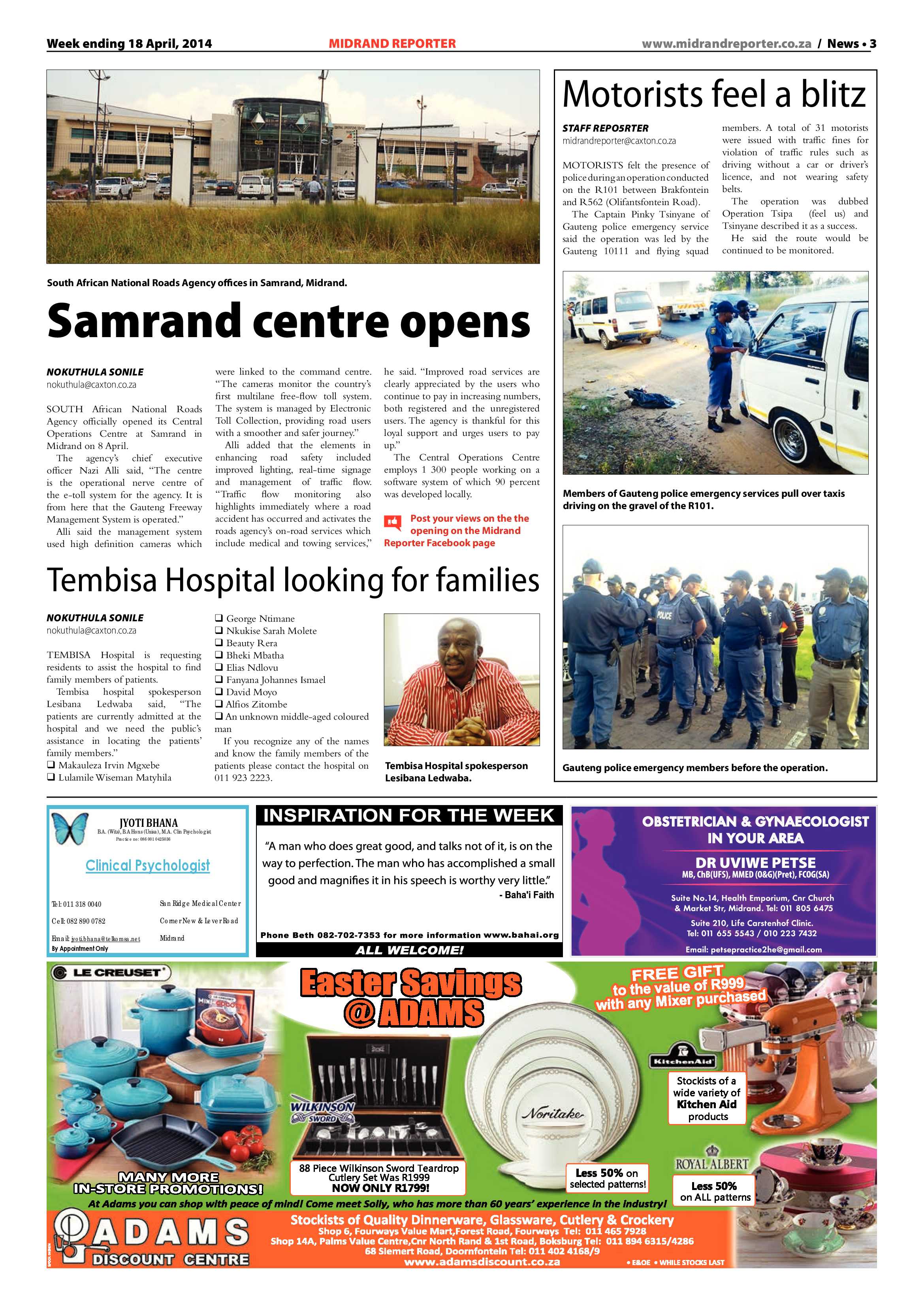 Midrand Reporter, 18 April 2014 page 3
