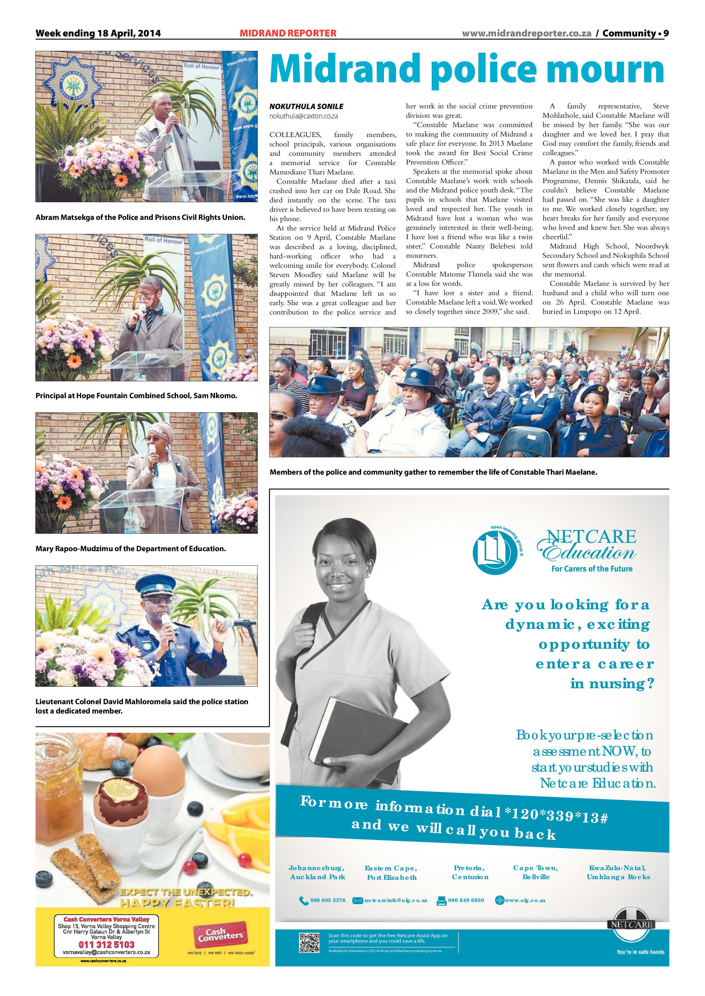Midrand Reporter, 18 April 2014 page 9