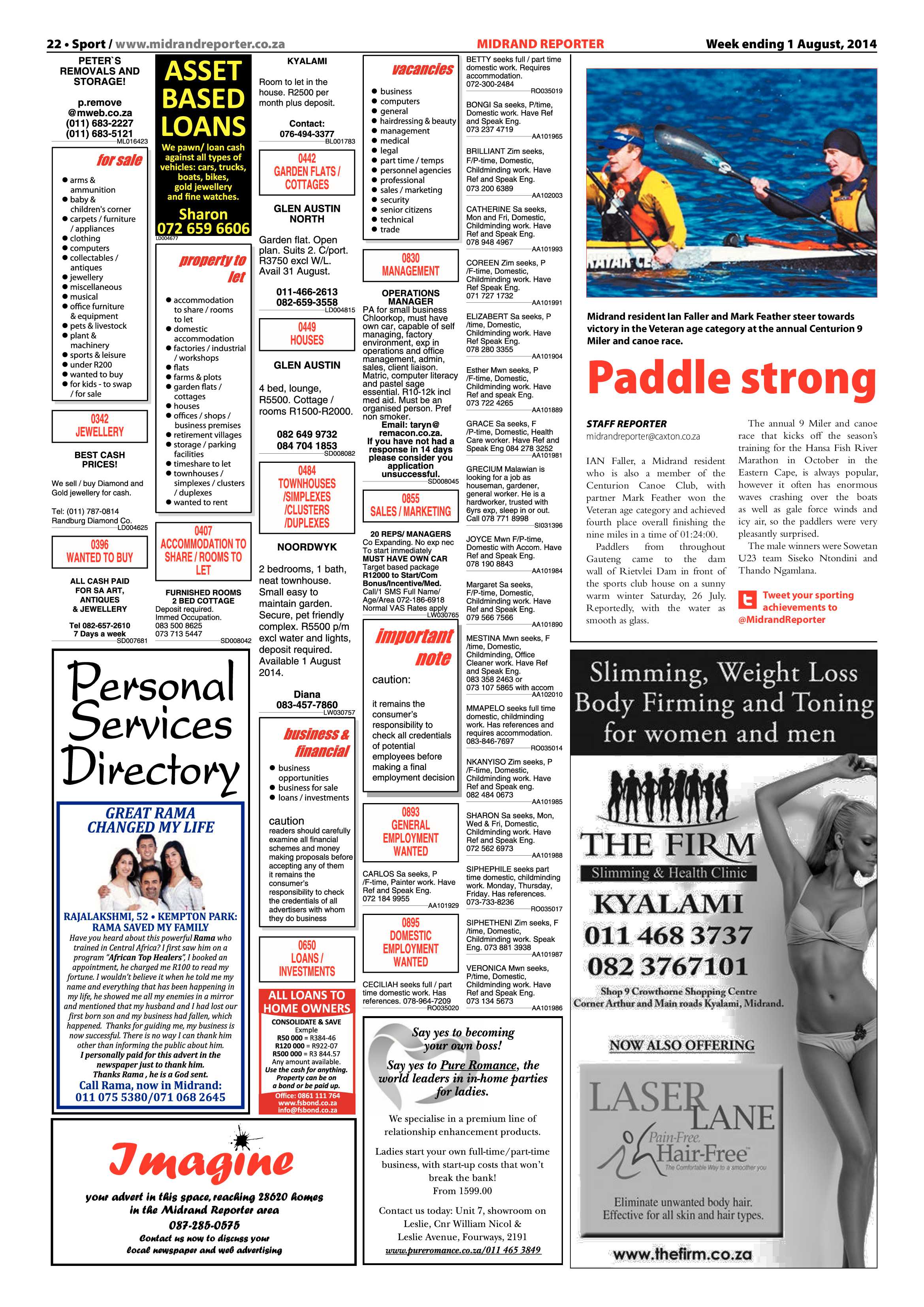 Midrand Reporter, 1 August 2014 page 22