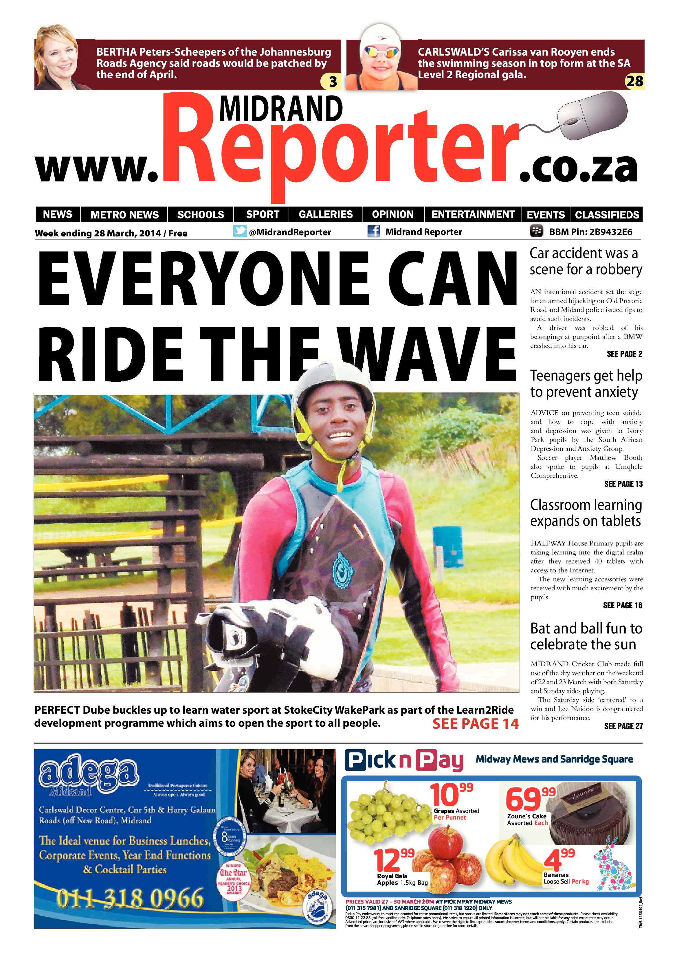Midrand Reporter, 28 March 2014 page 1