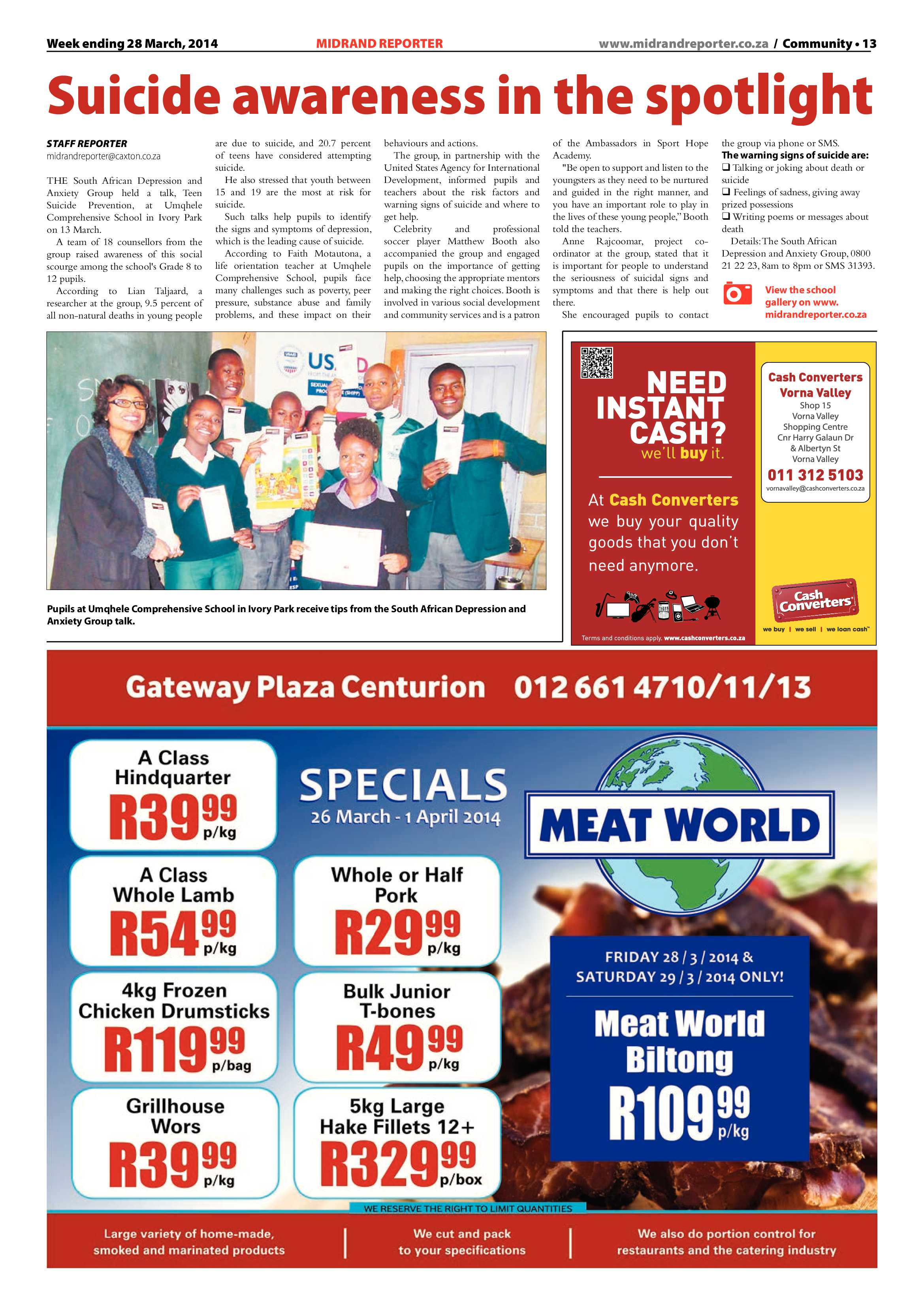 Midrand Reporter, 28 March 2014 page 13