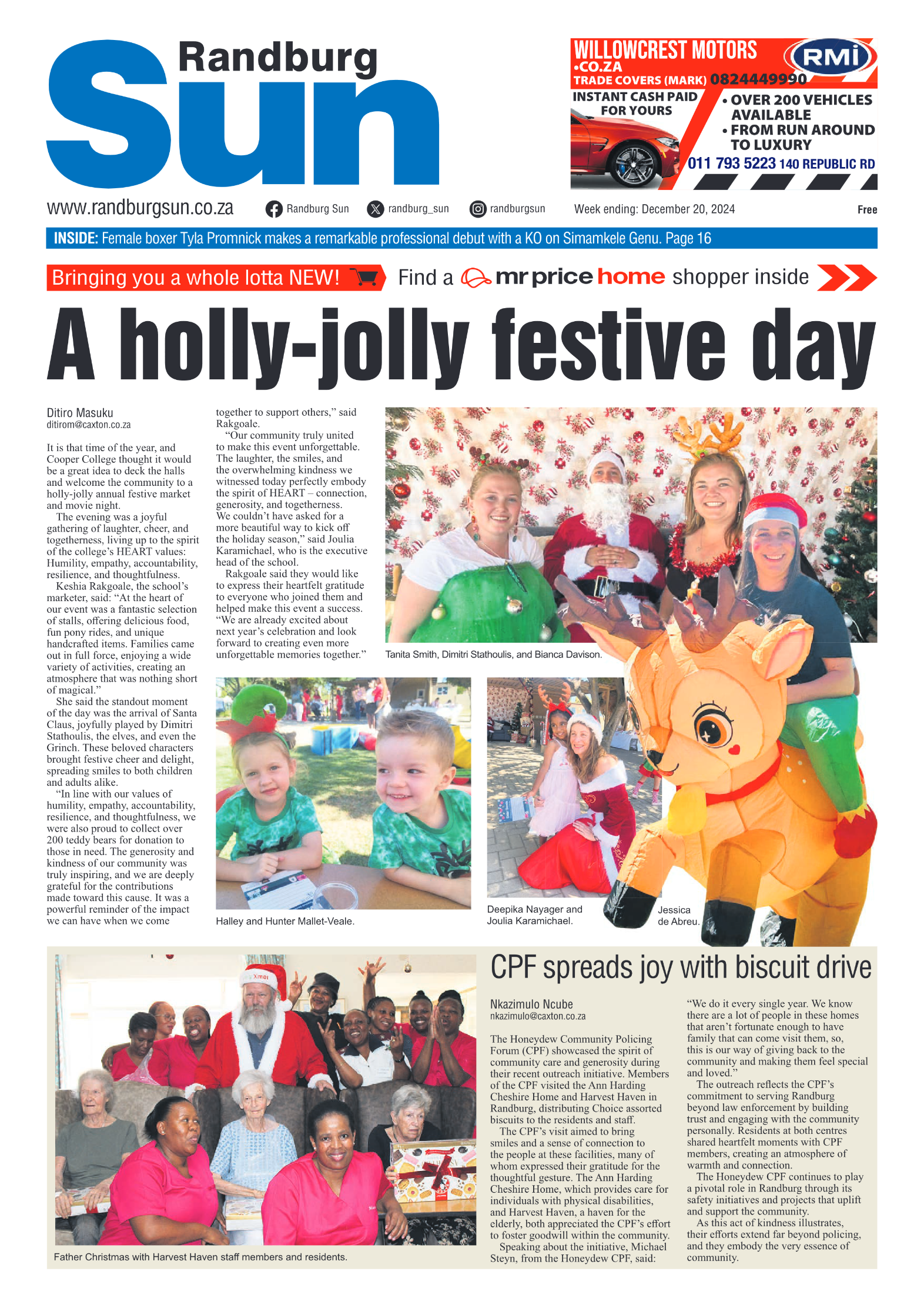 Randburg Sun 20 December 2024 page 1