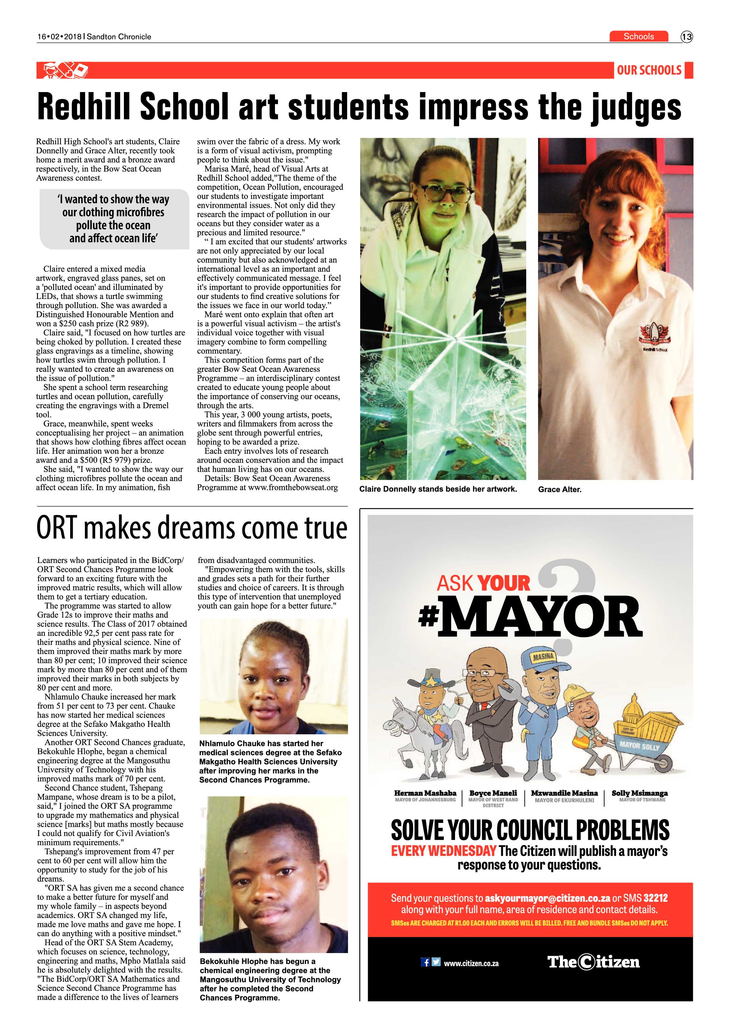 Sandton Chronicle 16 February, 2018 page 13