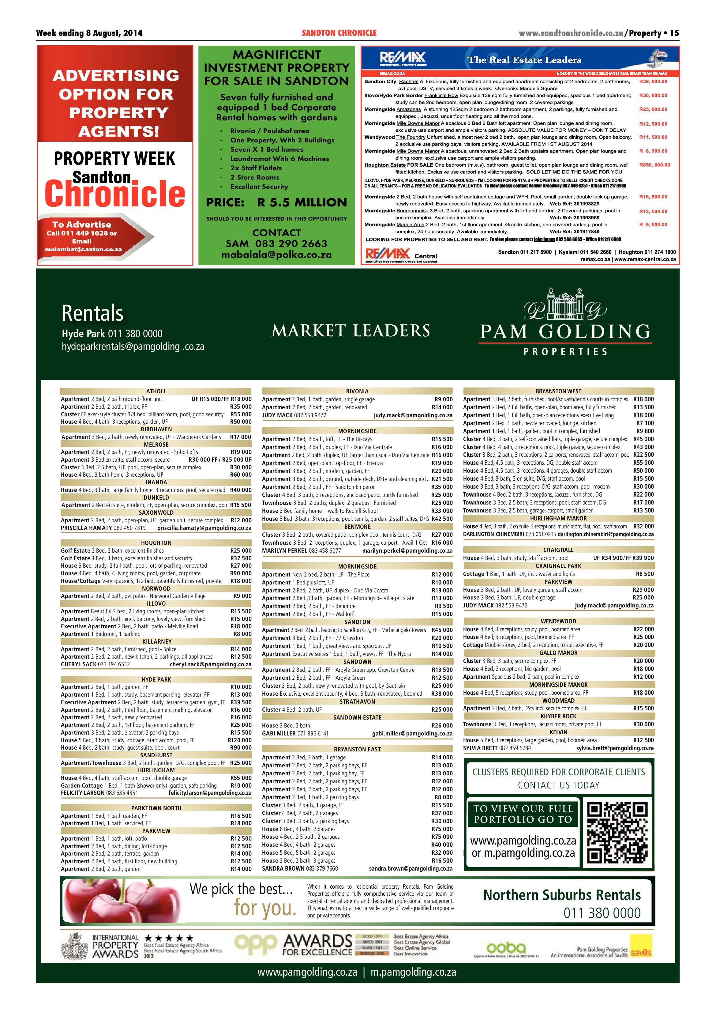 SANDTON CHRONICLE 08 AUGUST 2014 page 15