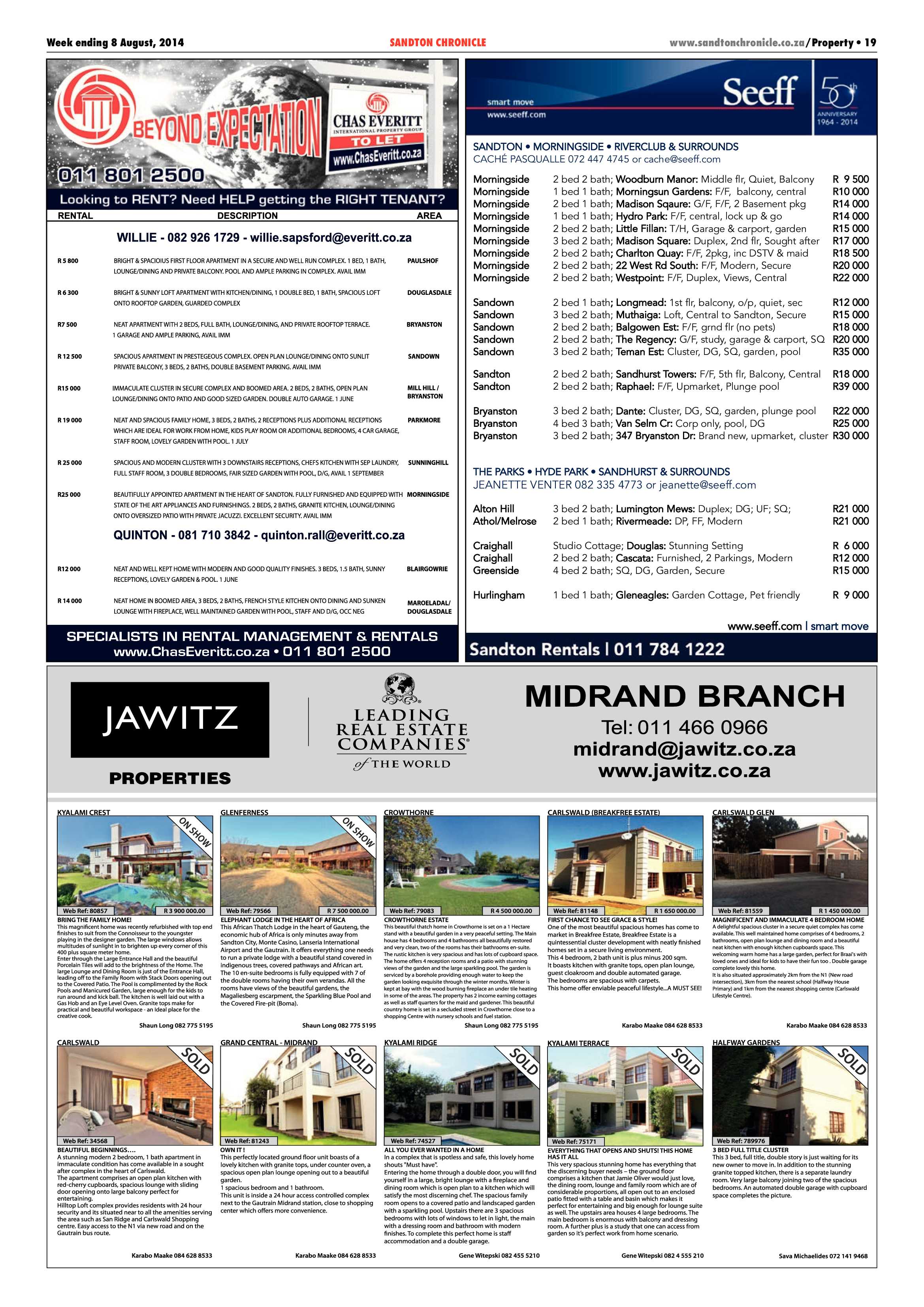 SANDTON CHRONICLE 08 AUGUST 2014 page 19
