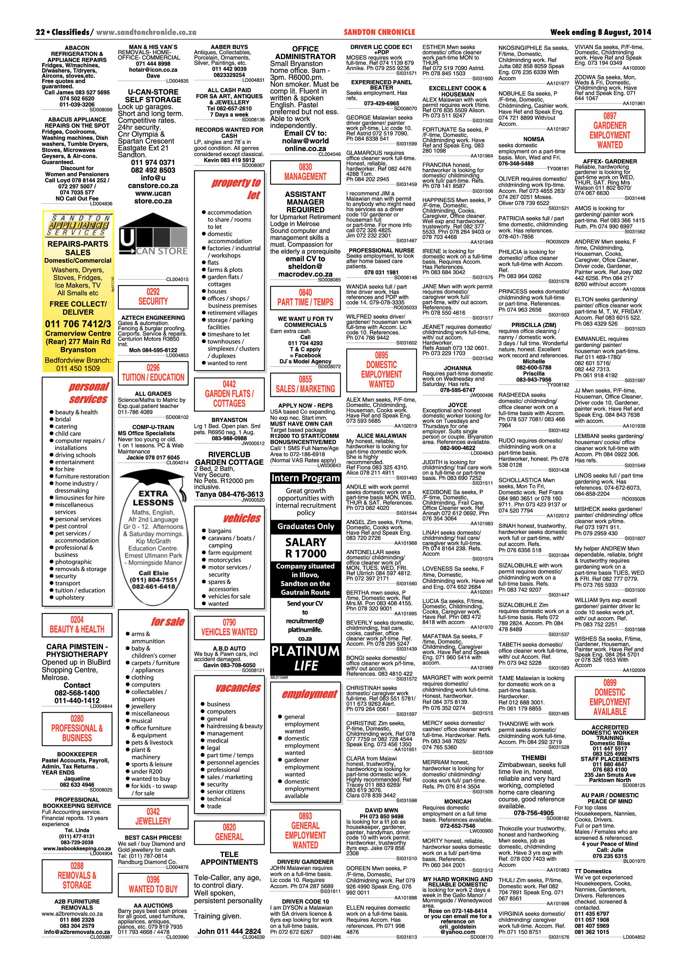 SANDTON CHRONICLE 08 AUGUST 2014 page 22