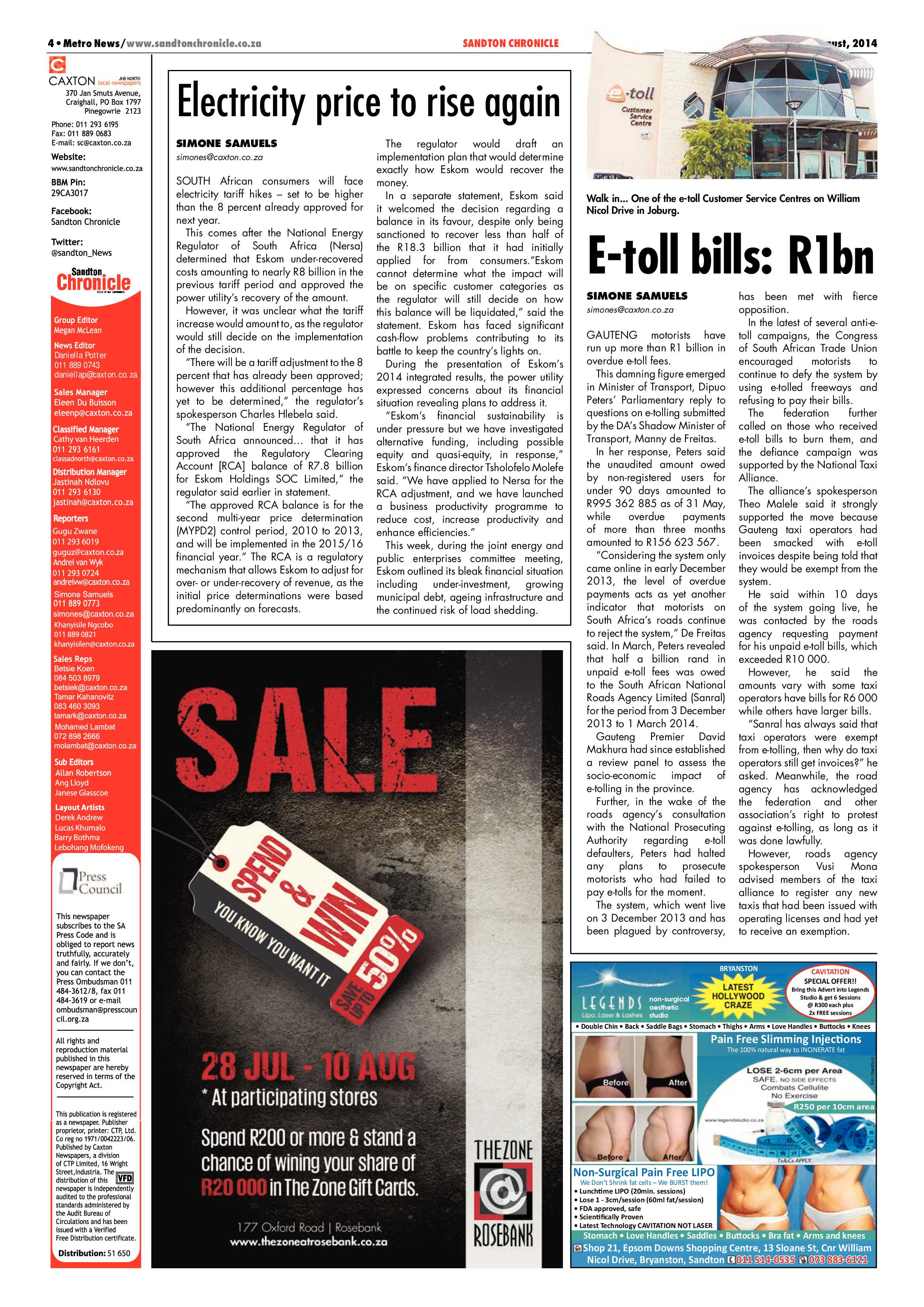 SANDTON CHRONICLE 08 AUGUST 2014 page 4