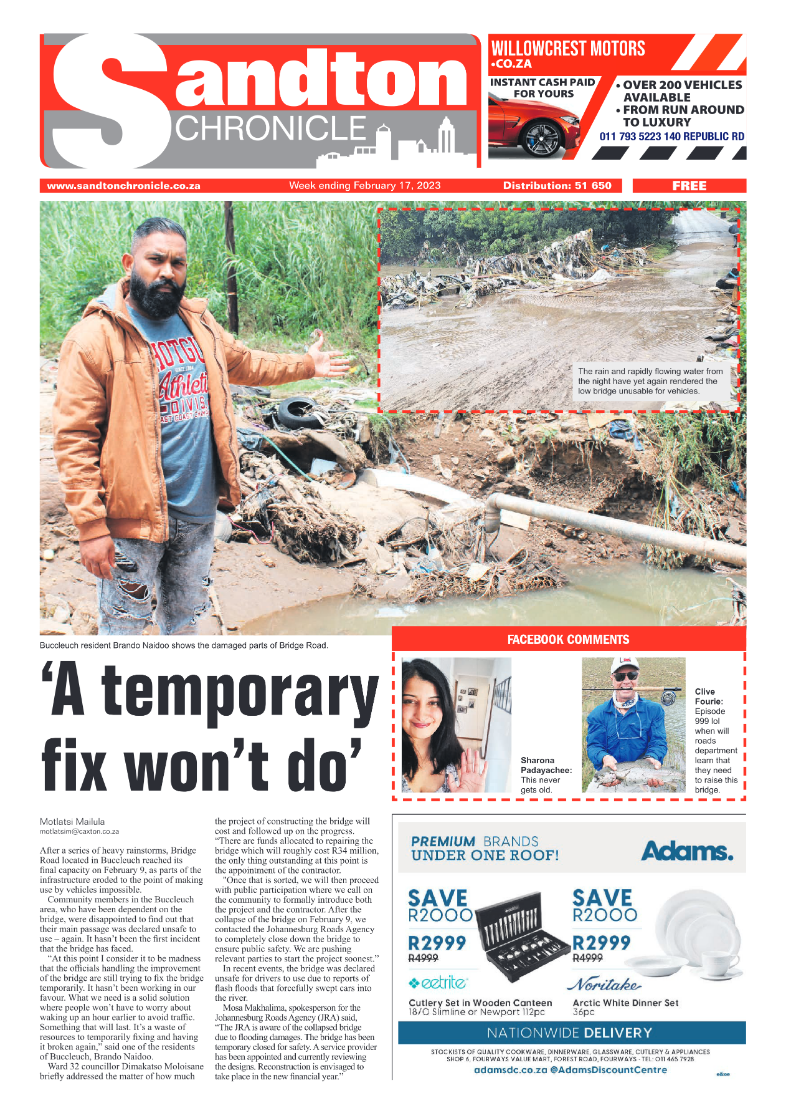 Sandton Chronicle 17 Feb 2023 page 1