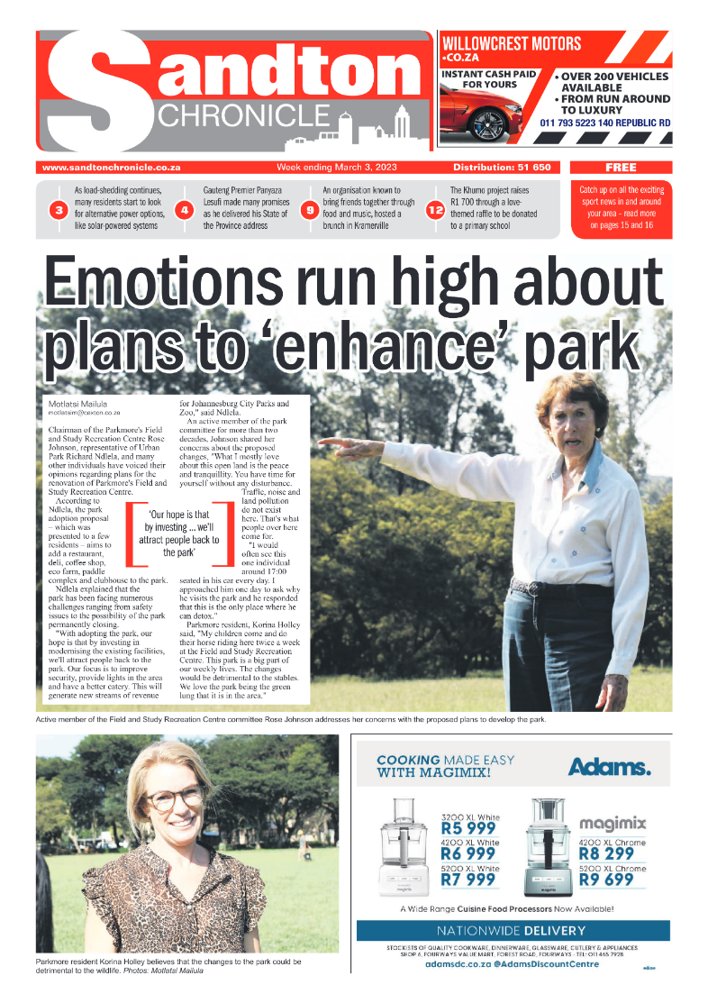 Sandton Chronicle 3 March 2023 page 1