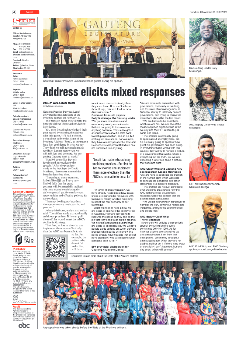 Sandton Chronicle 3 March 2023 page 4
