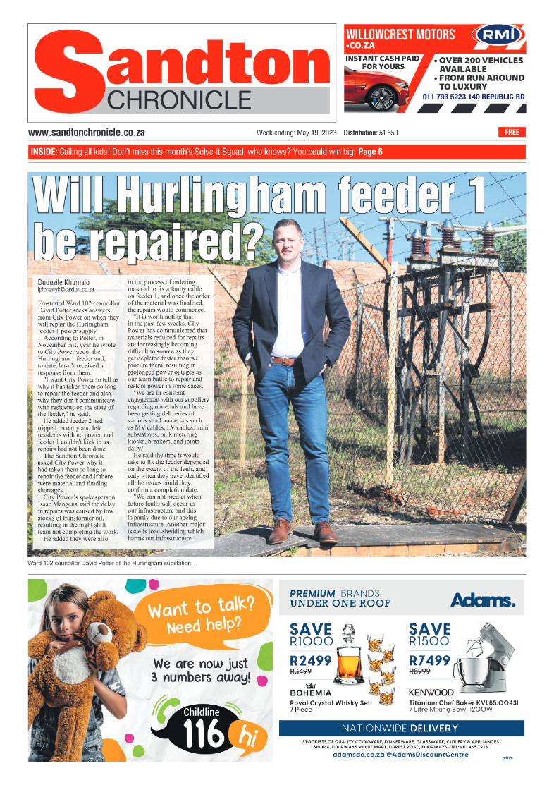 Sandton Chronicle 19 May 2023 page 1