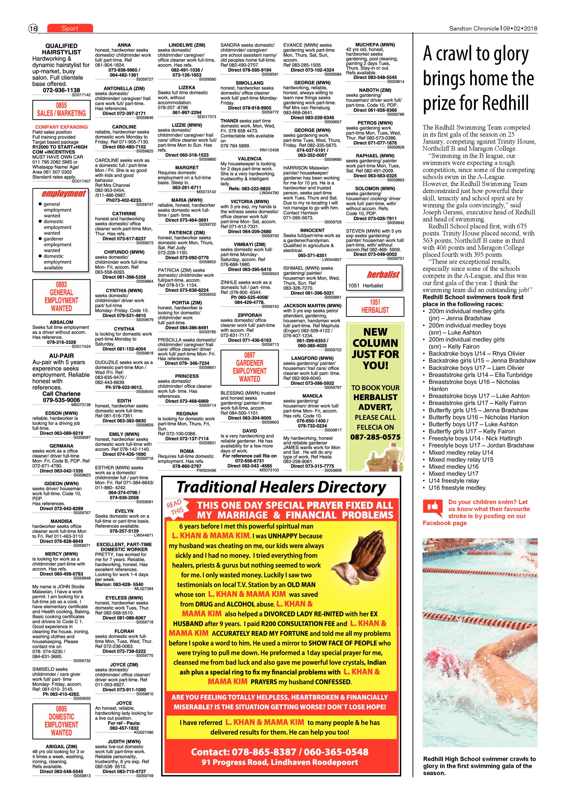 Sandton Chronicle -Feb 9, 2018 page 18