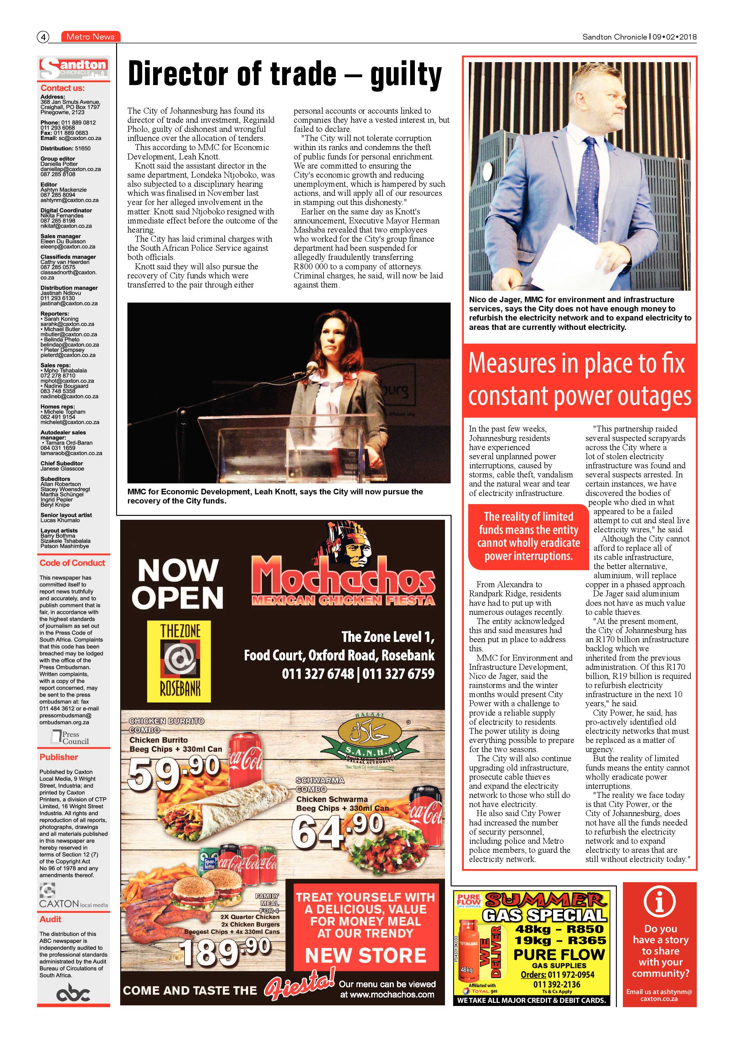 Sandton Chronicle -Feb 9, 2018 page 4