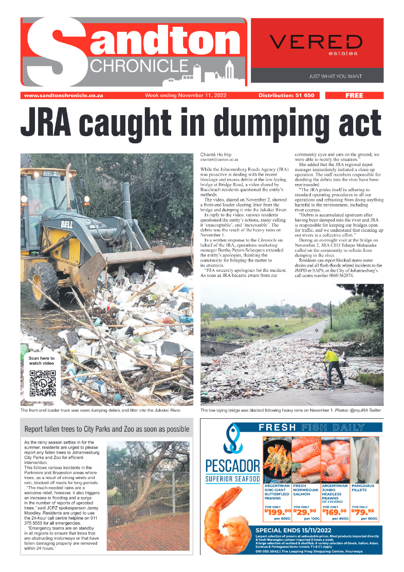 Sandton Chronicle Nov 11 2022 page 1