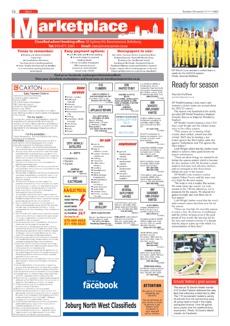 Sandton Chronicle Nov 11 2022 page 10