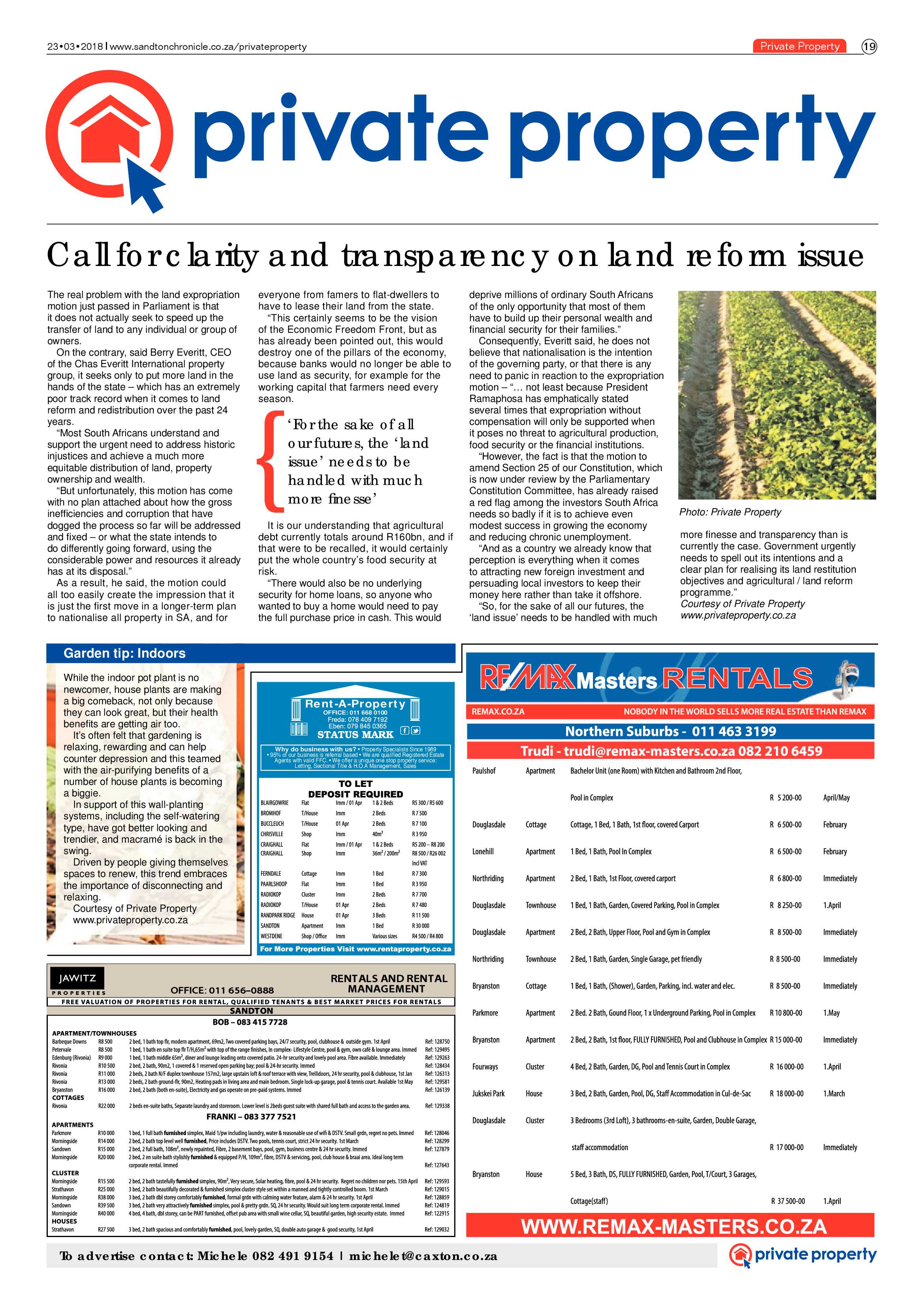 Sandton Chronicle 23 March 2018 page 19