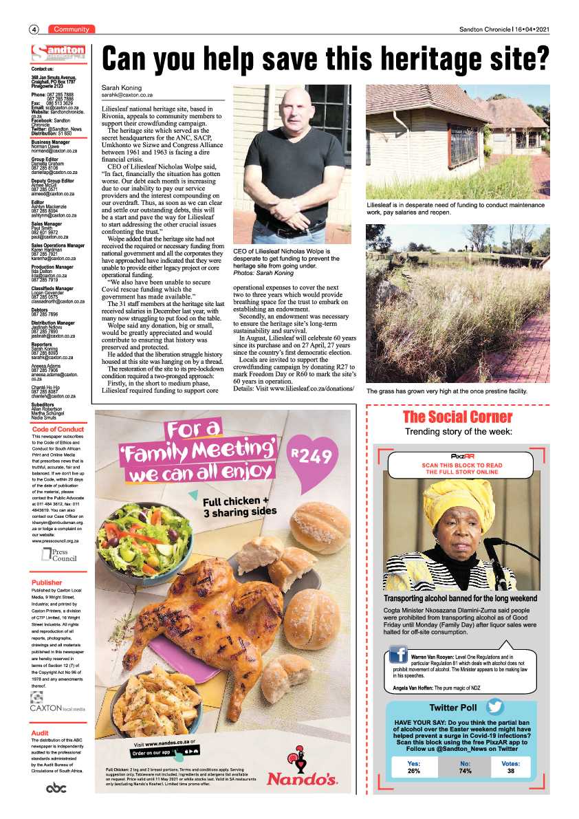 Sandton Chronicle16 April 2021 page 4