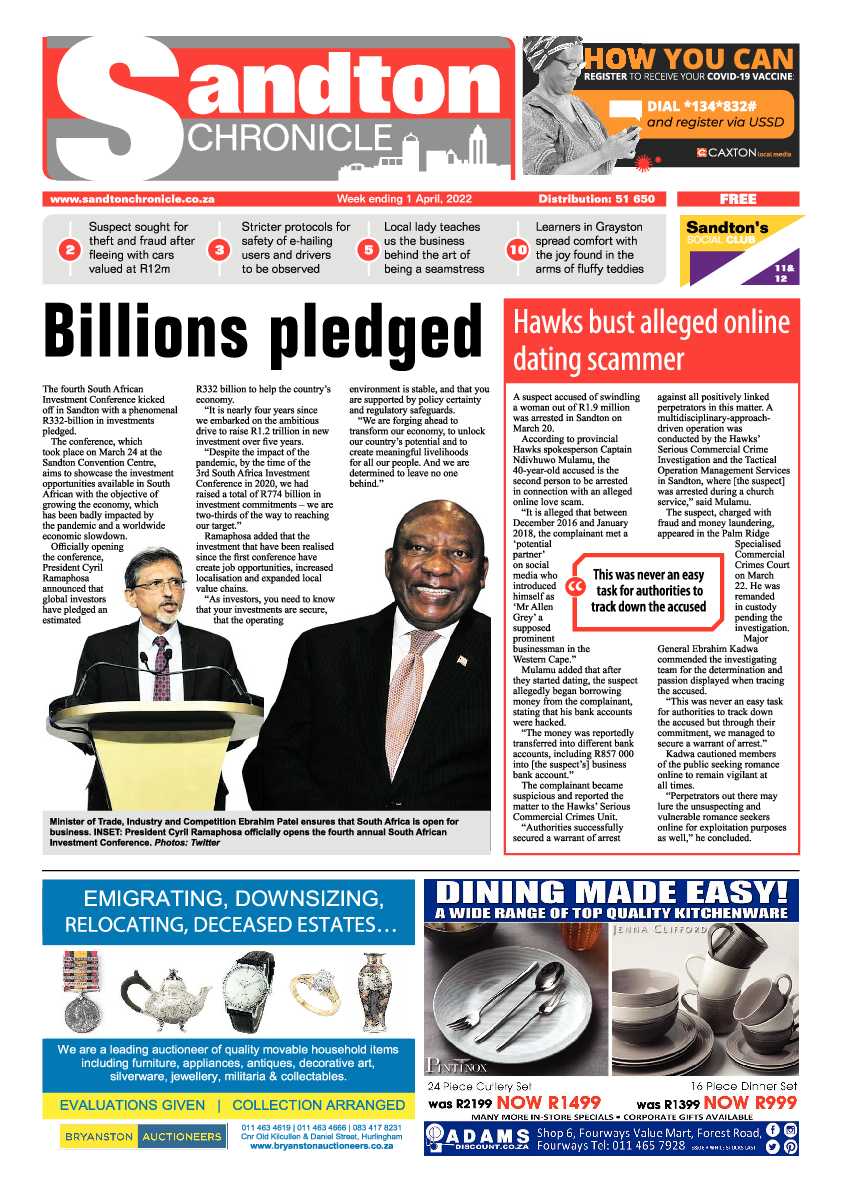 Sandton Chronicle 01 April 2022 page 1