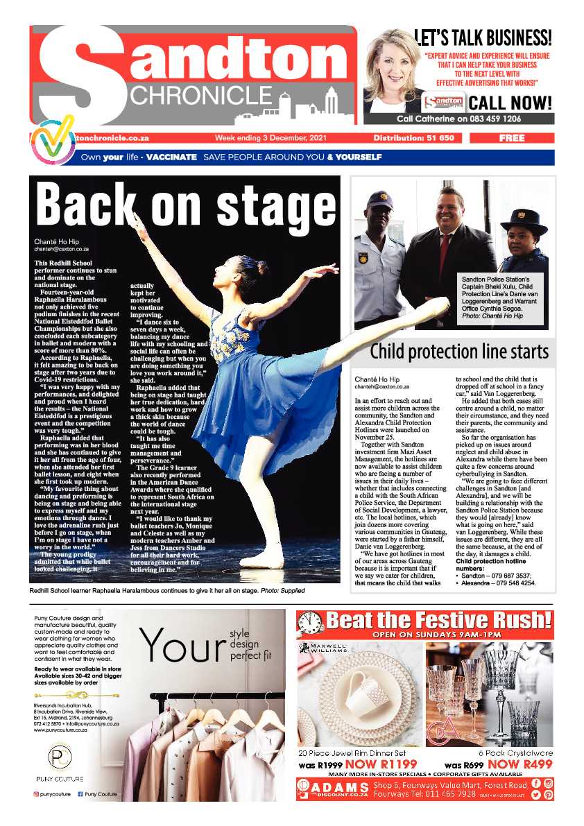 Sandton Chronicle 03 December 2021 page 1