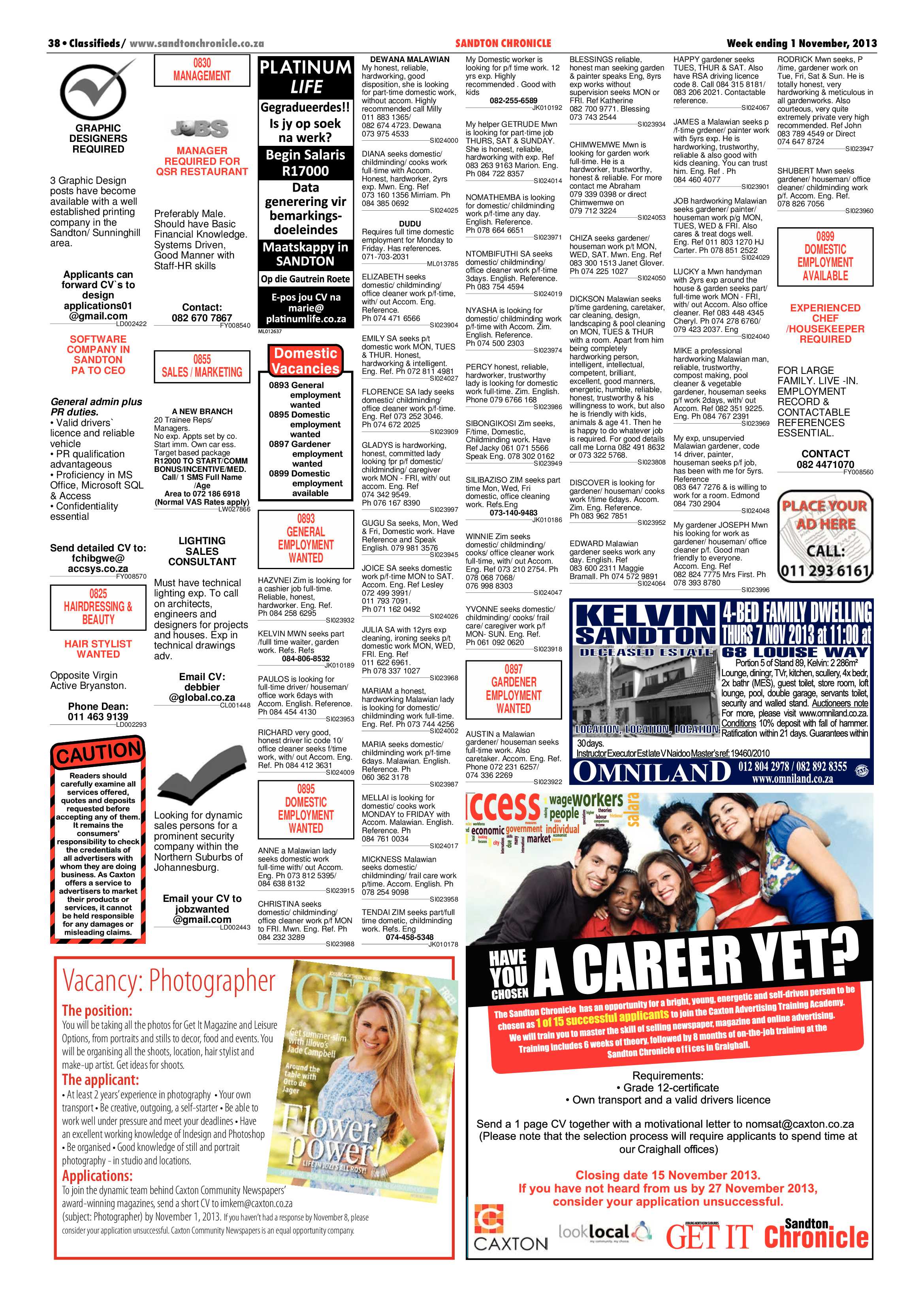 Sandton Chronicle 01 November 2013 page 54