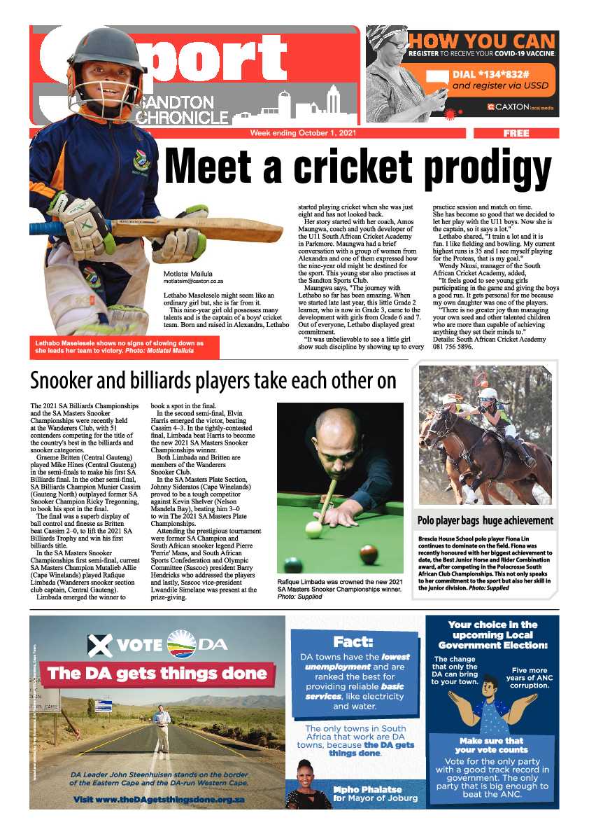 Sandton Chronicle 01 October 2021 page 20