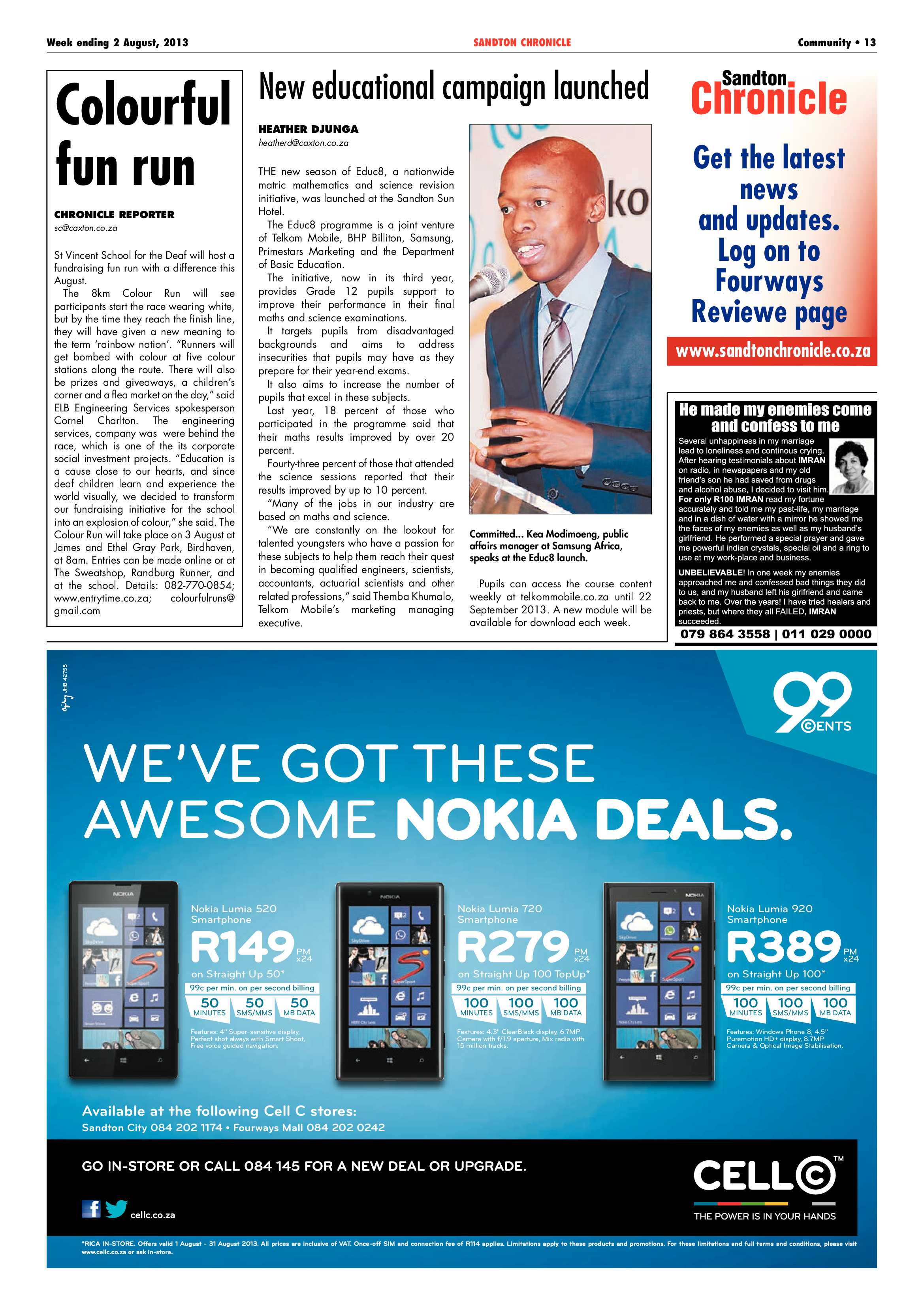 Sandton Chronicle 02 August 2013 page 13