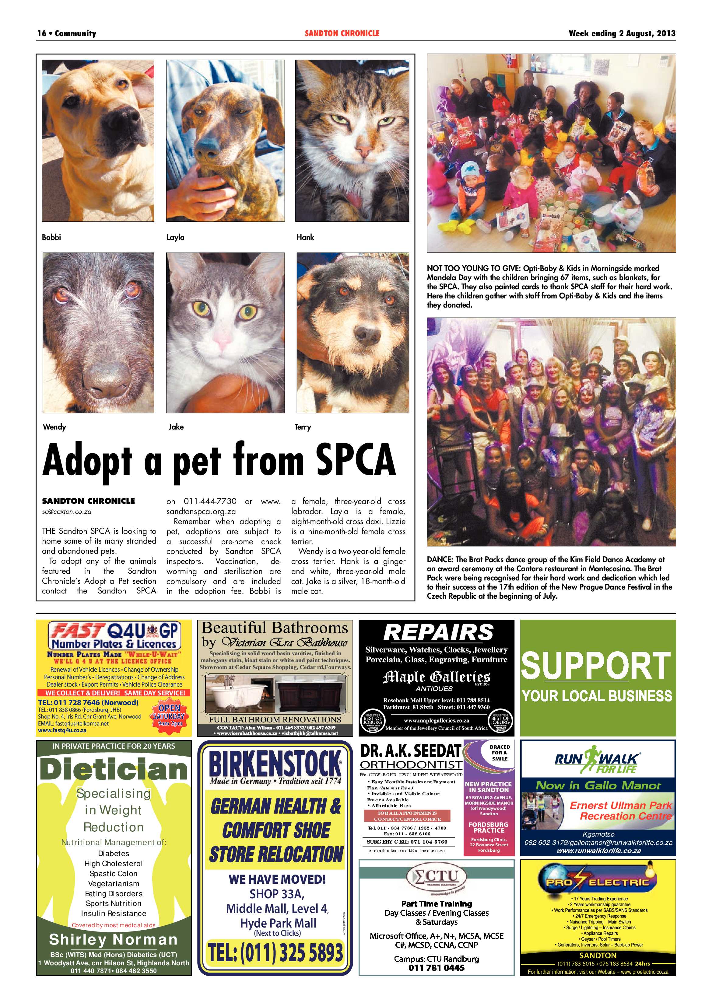 Sandton Chronicle 02 August 2013 page 16