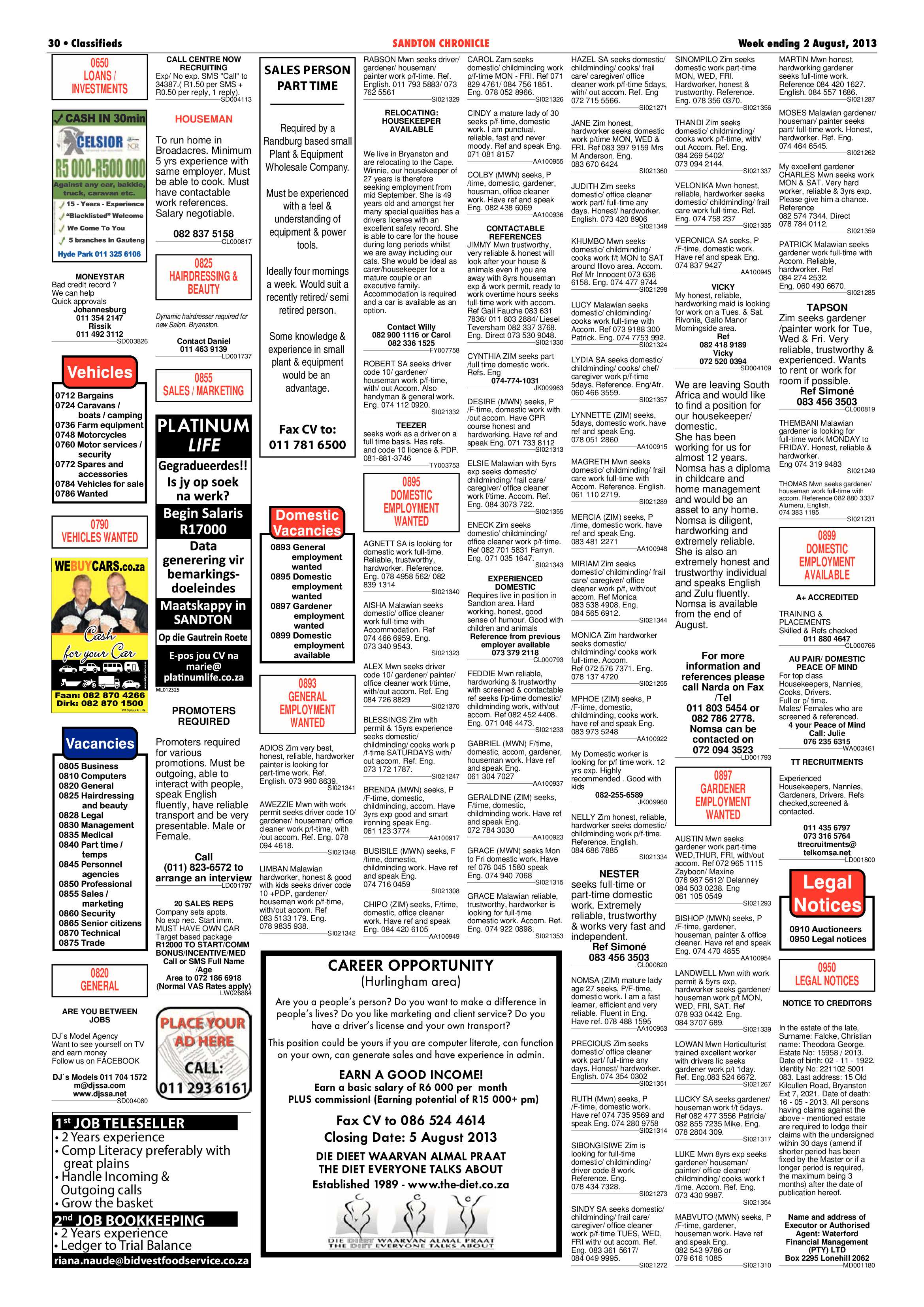 Sandton Chronicle 02 August 2013 page 30