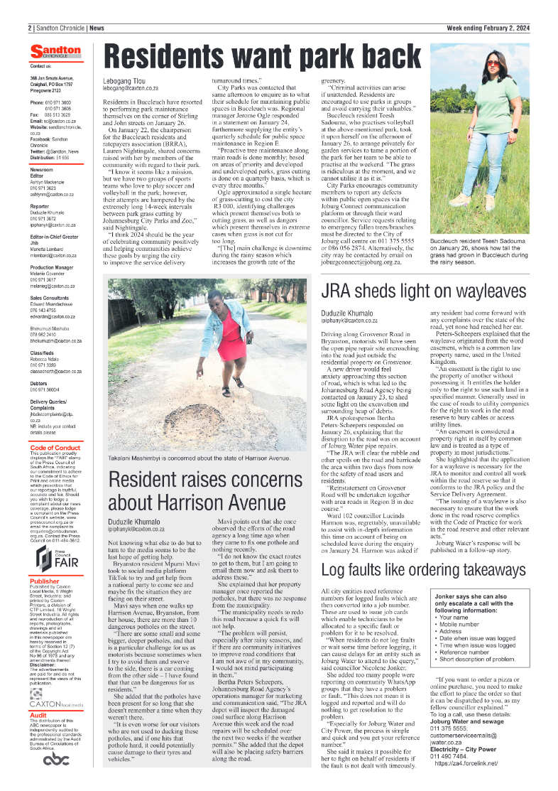 Sandton Chronicle 02 February 2024 page 2
