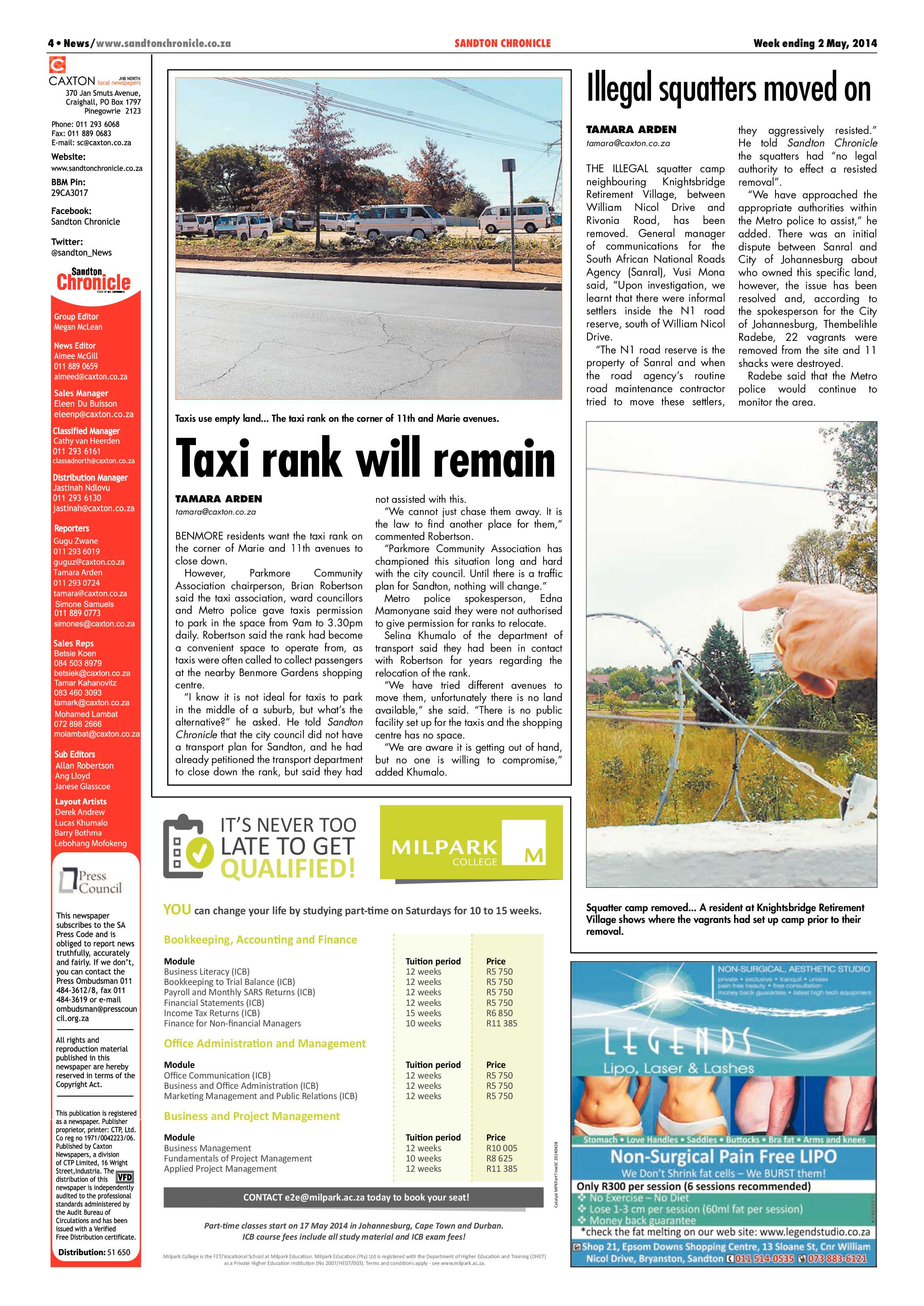 Sandton Chronicle 02 May 2014 page 4