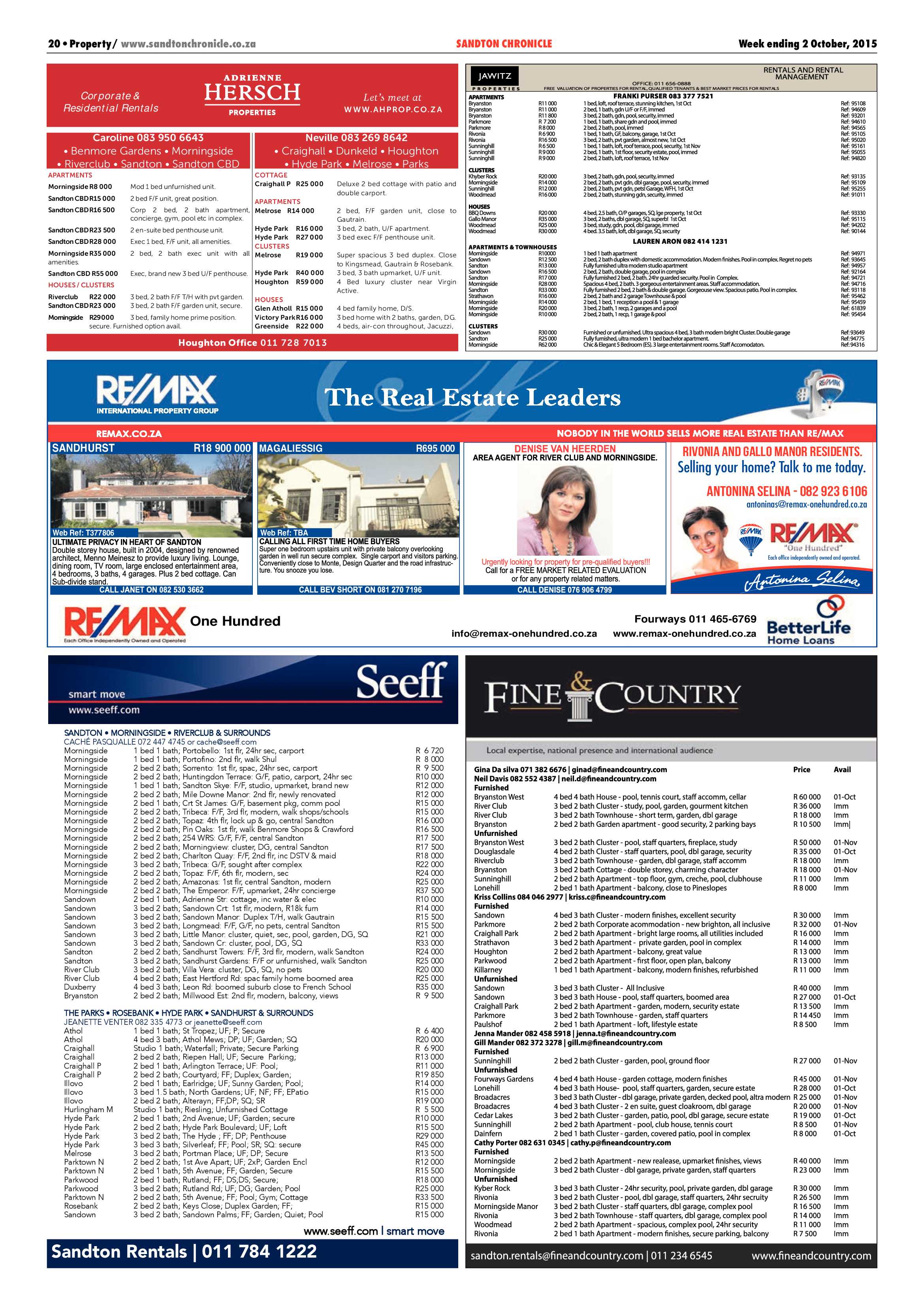 Sandton Chronicle 02 October 2015 page 20