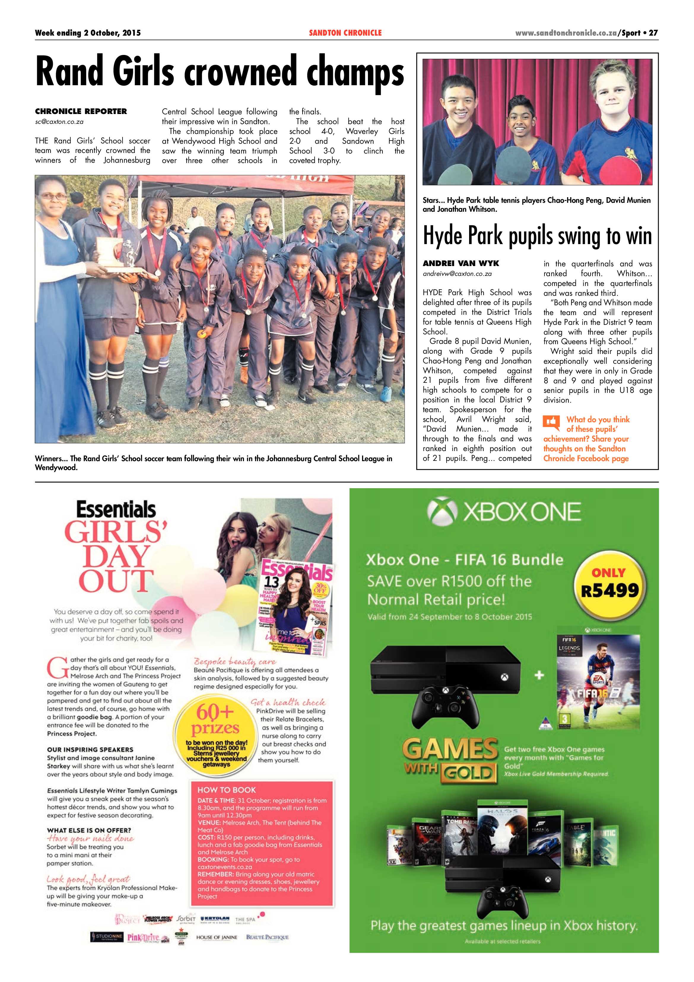 Sandton Chronicle 02 October 2015 page 27