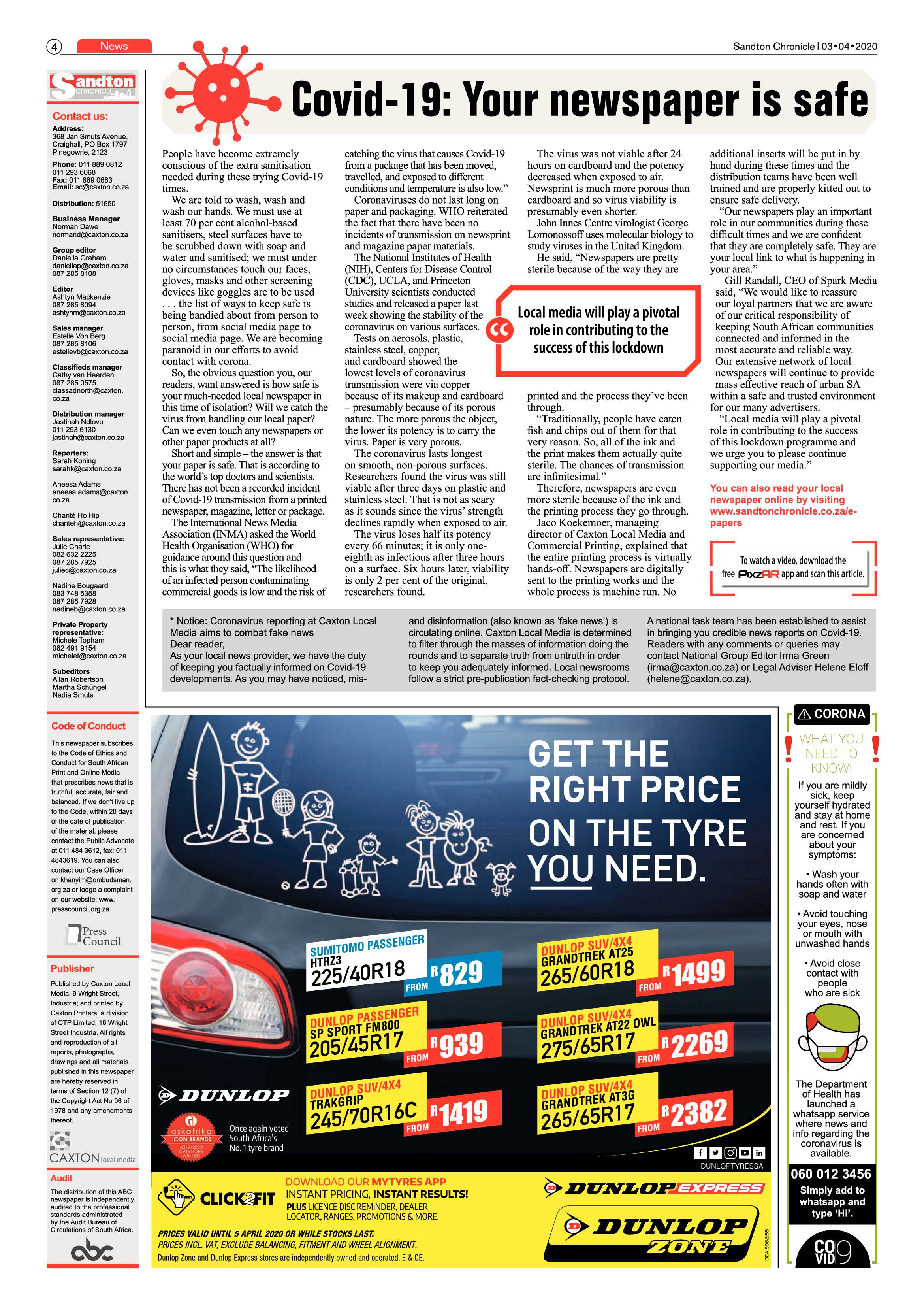 Sandton Chronicle 03 April 2020 page 4
