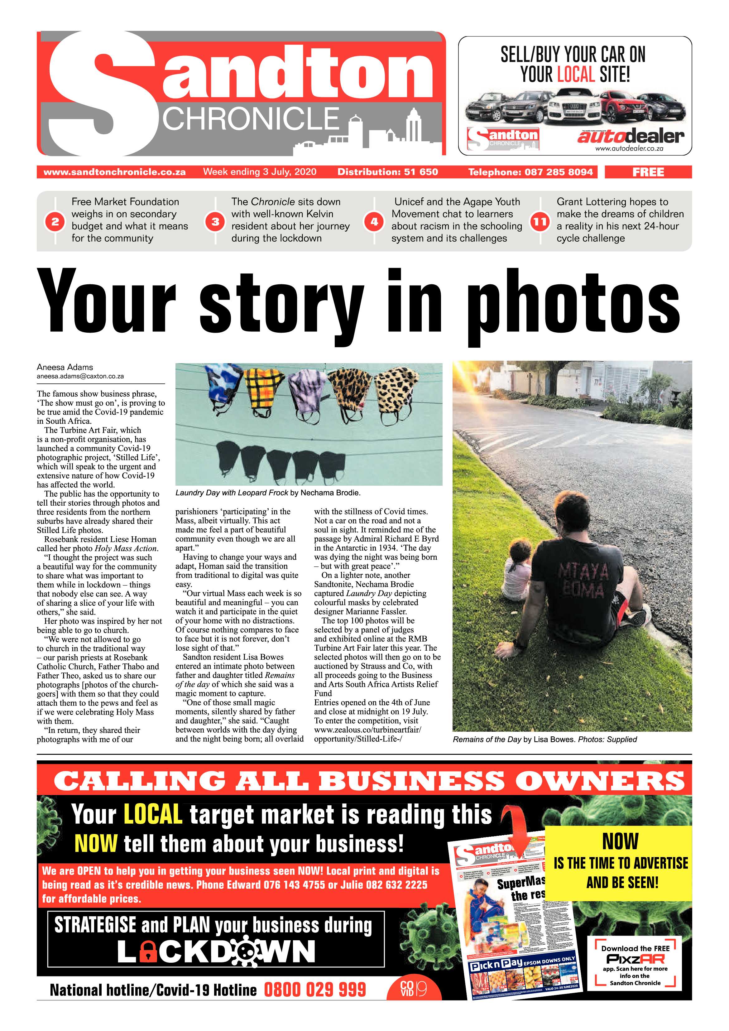 Sandton Chronicle 03 July 2020 page 1