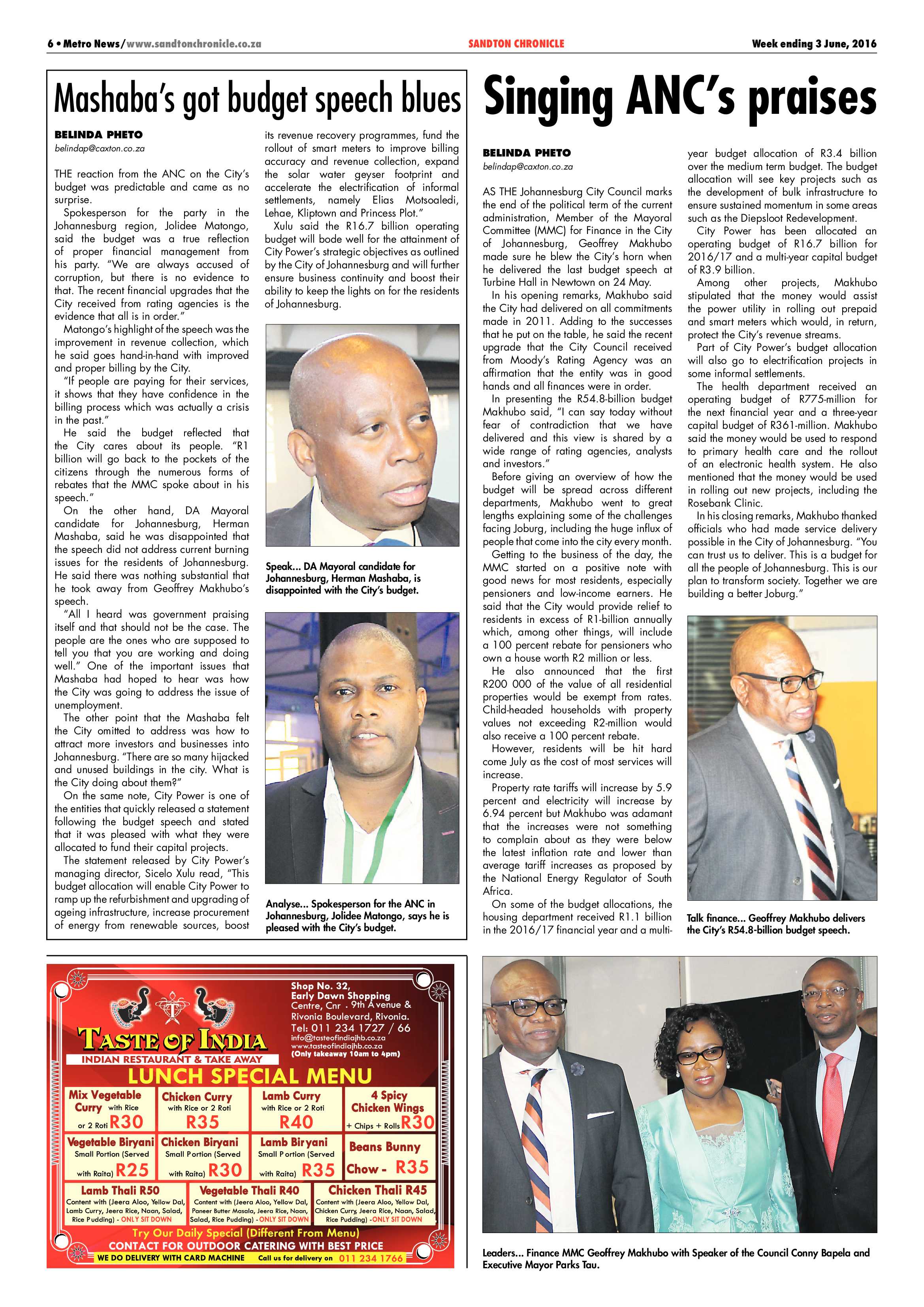 Sandton Chronicle 03 June 2016 page 6