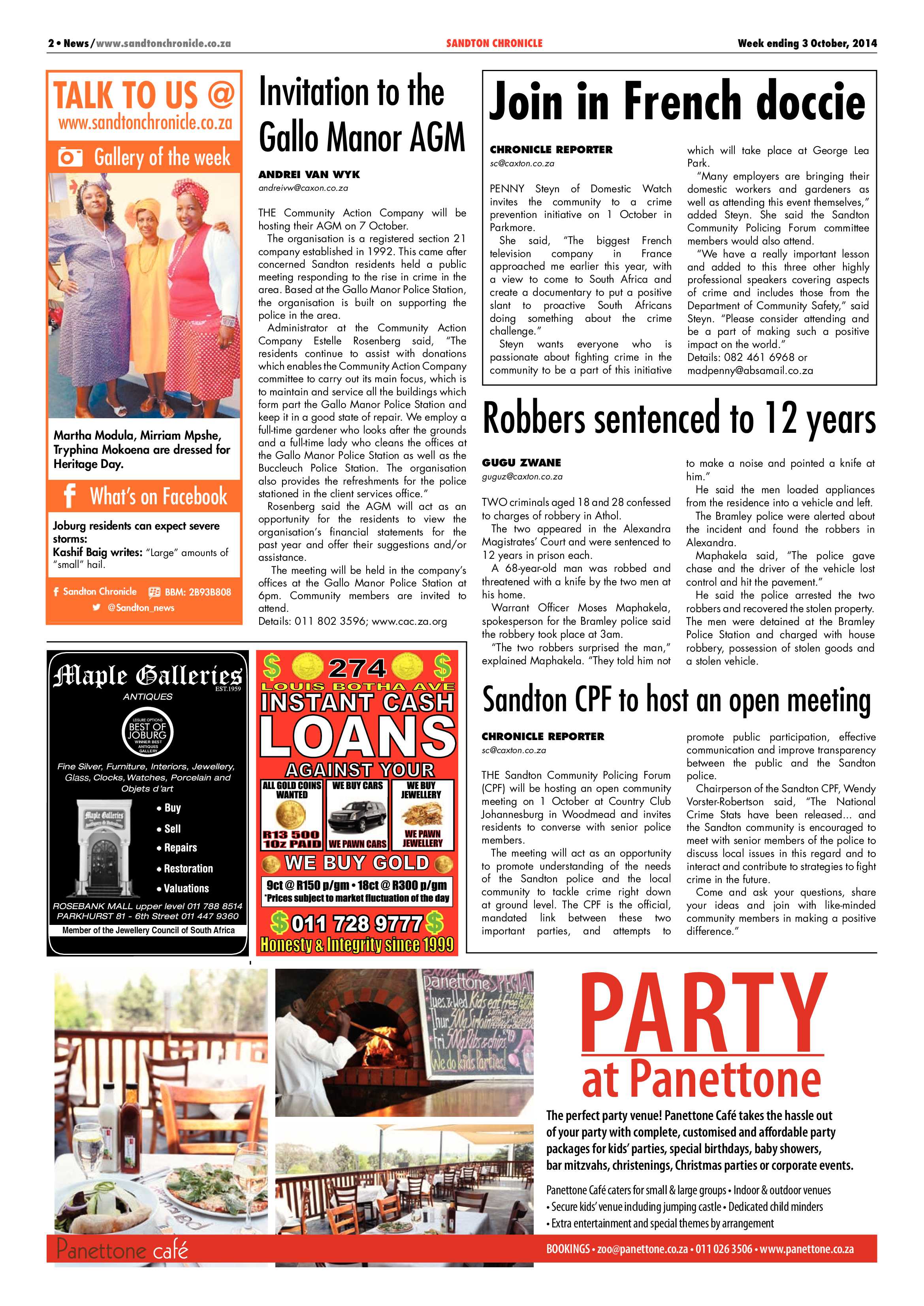 Sandton Chronicle 03 October 2014 page 2