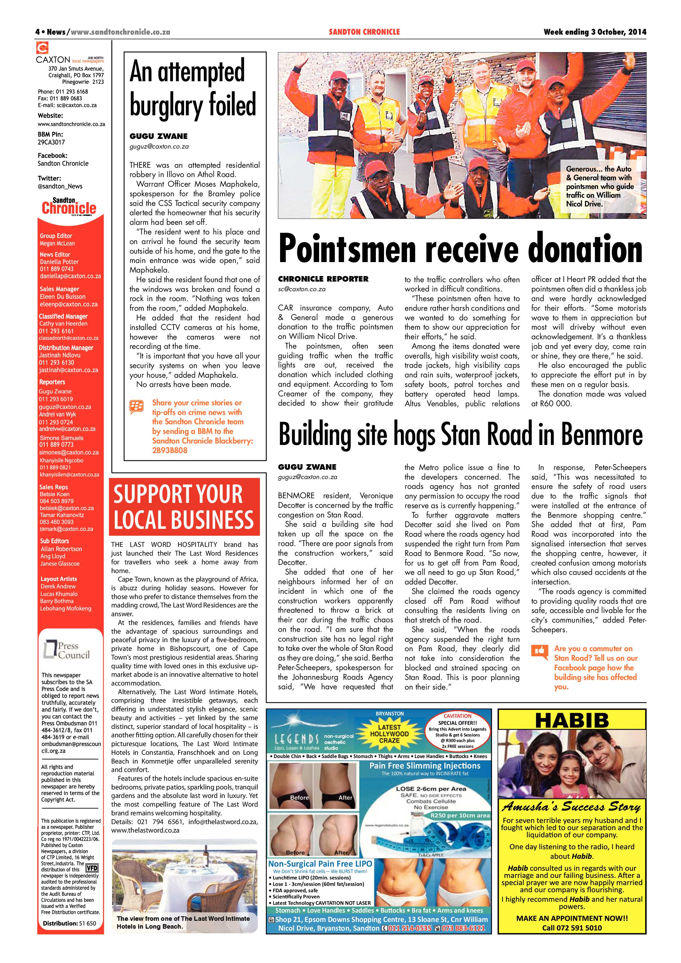 Sandton Chronicle 03 October 2014 page 4