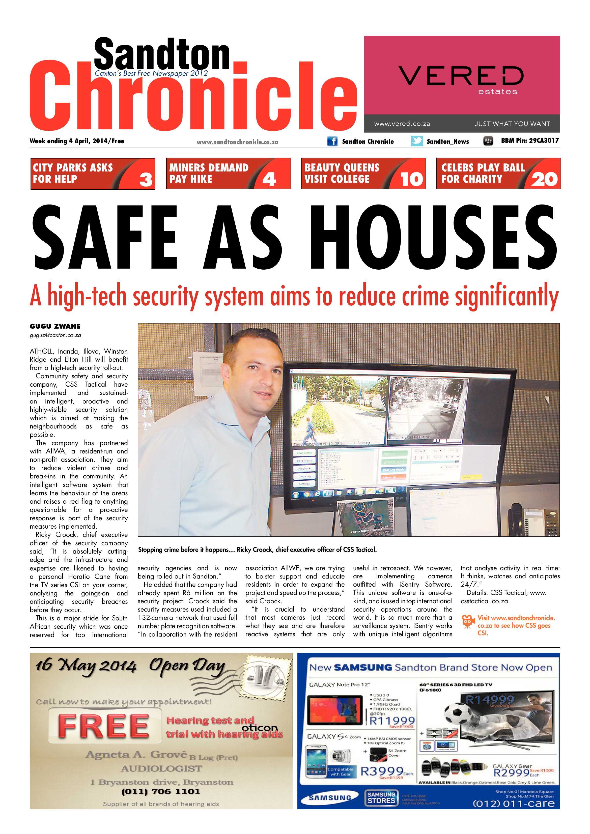 Sandton Chronicle 04 April 2014 page 1