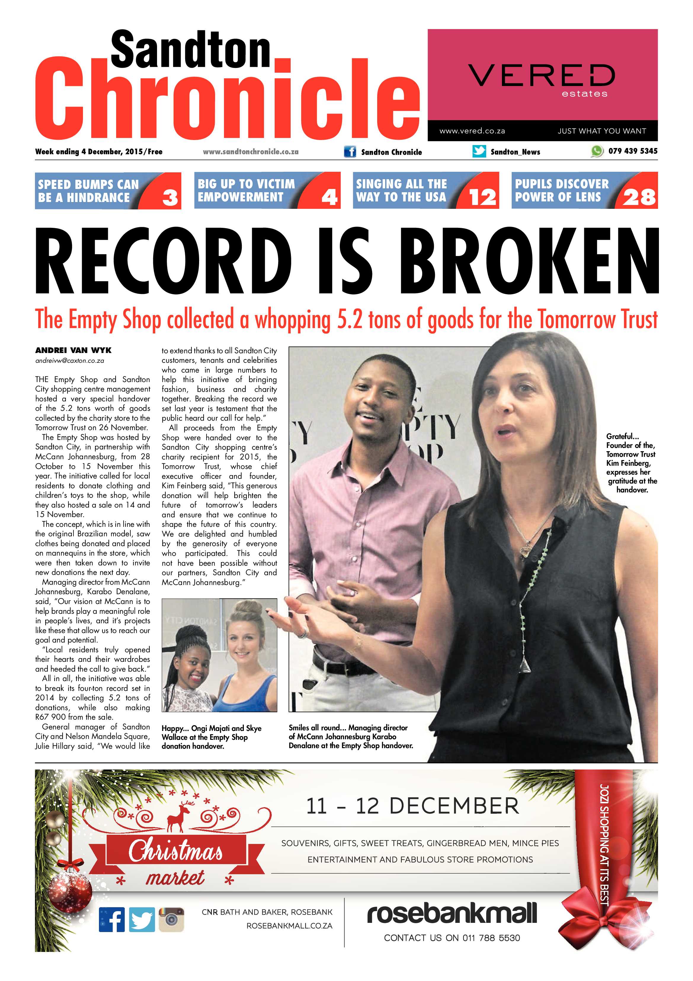 Sandton Chronicle 04 December 2015 page 1