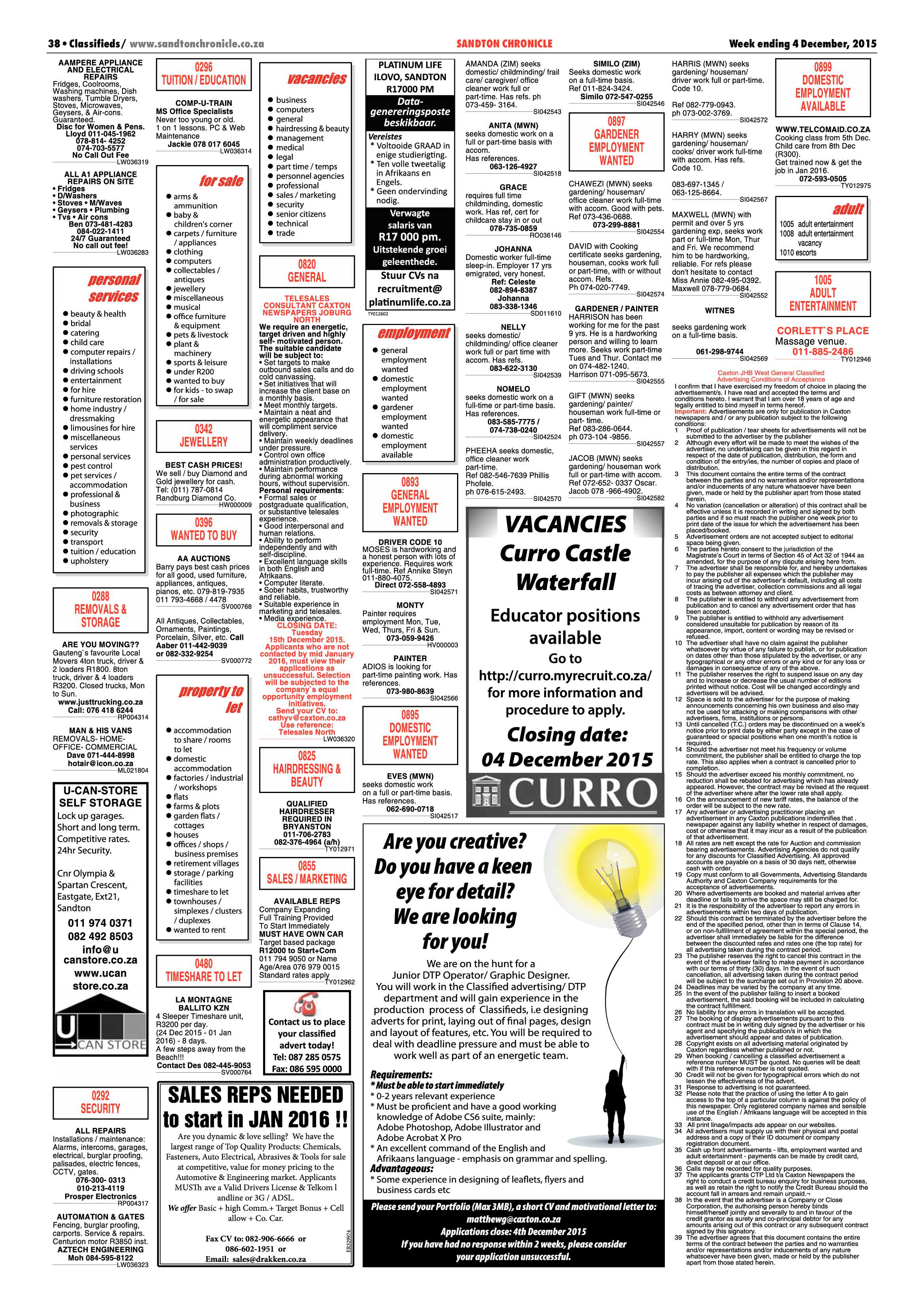 Sandton Chronicle 04 December 2015 page 38