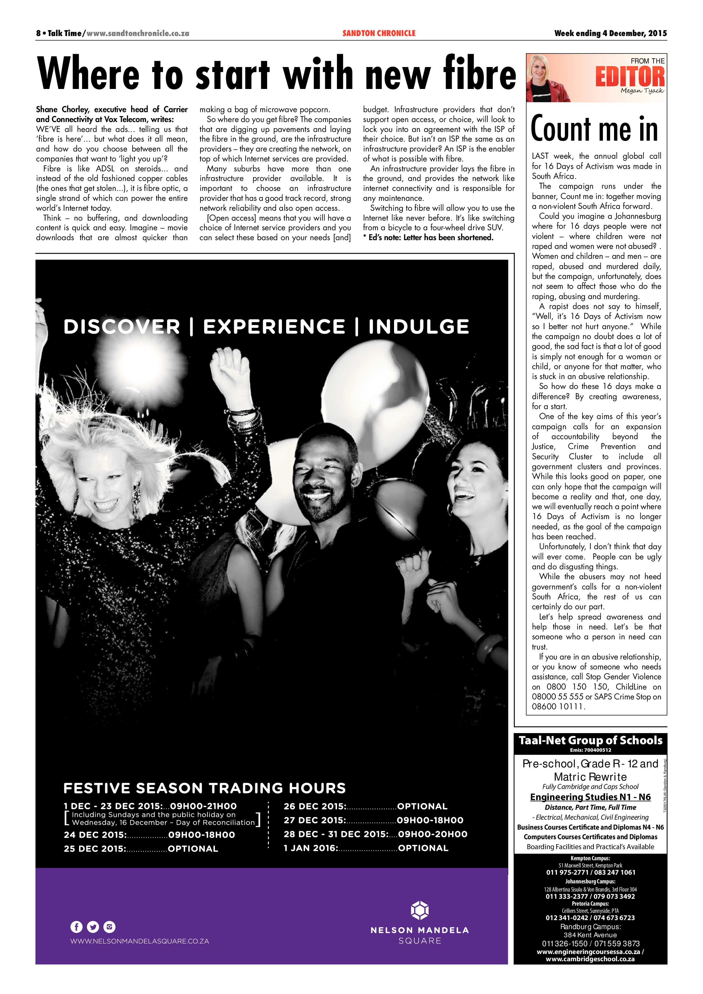 Sandton Chronicle 04 December 2015 page 8