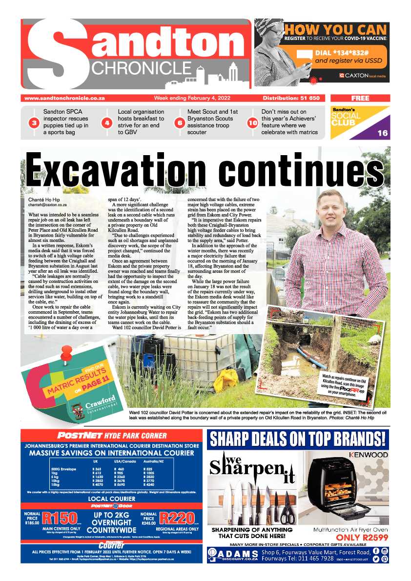 Sandton Chronicle 04 February 2022 page 1