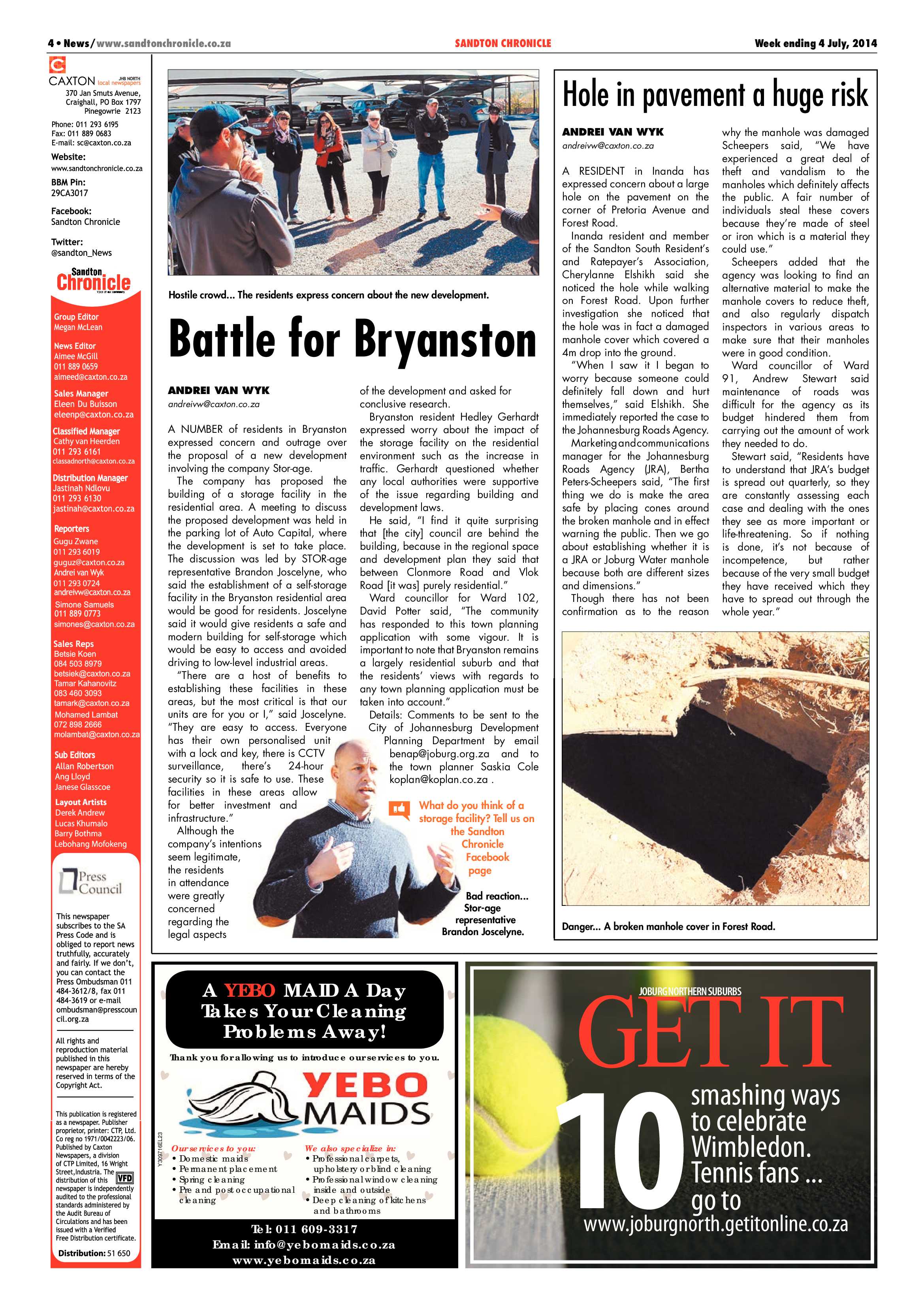 Sandton Chronicle 04 July 2014 page 4